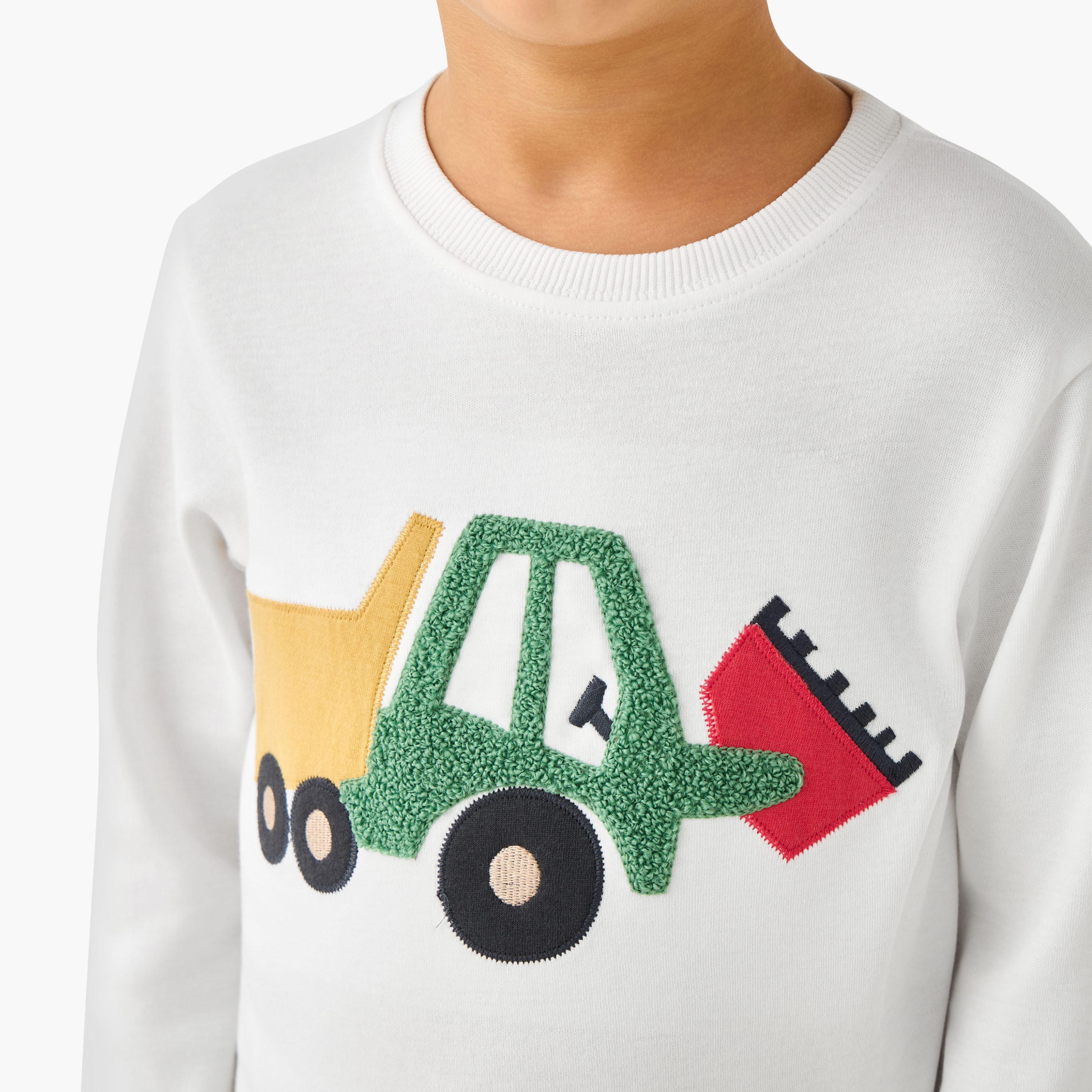 Juniors Cotton Round Neck Long Sleeve Pyjama Set with Vehicle Print-boys-clothing-nightwear-image-5