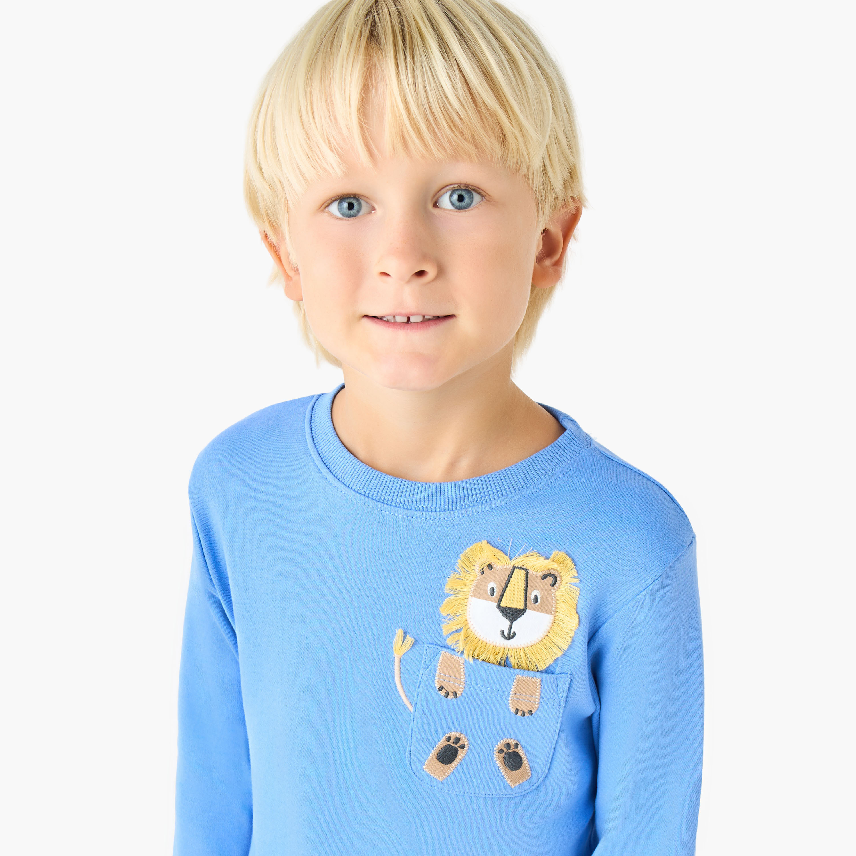 Juniors Cotton Crew Neck Long Sleeves Pyjama Set with Sailboat Print-boys-clothing-nightwear-image-5