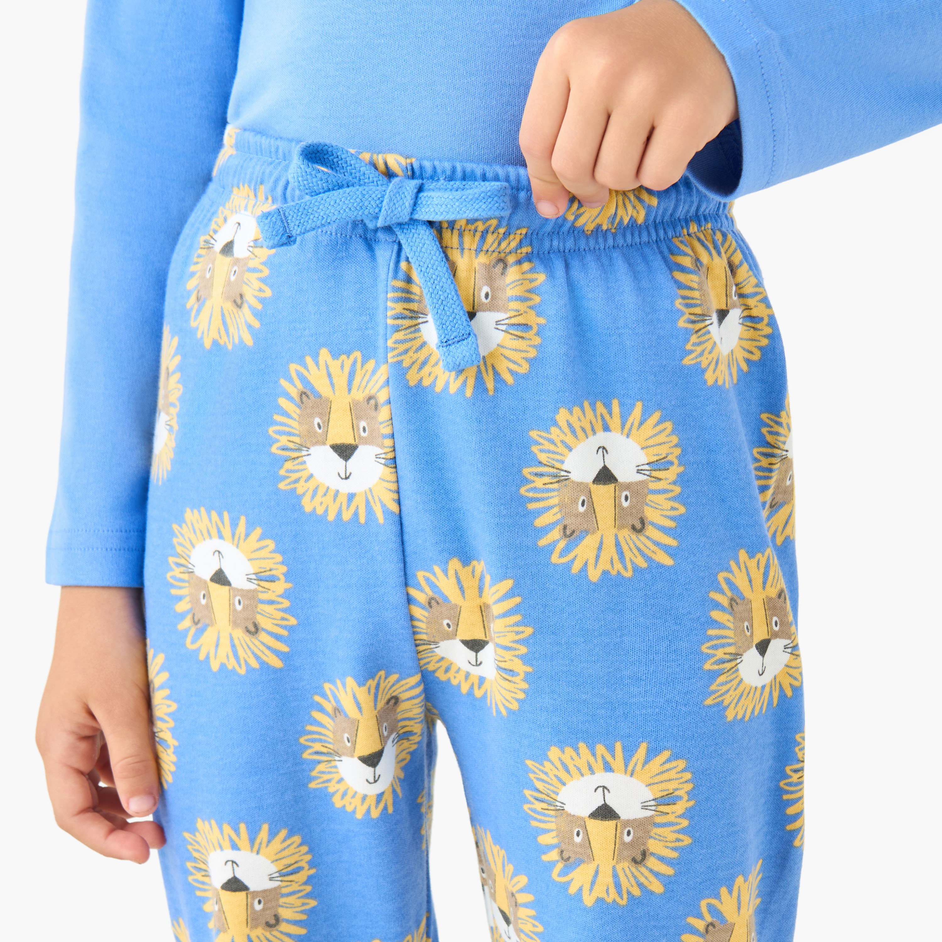 Juniors Cotton Crew Neck Long Sleeves Pyjama Set with Sailboat Print-boys-clothing-nightwear-image-6