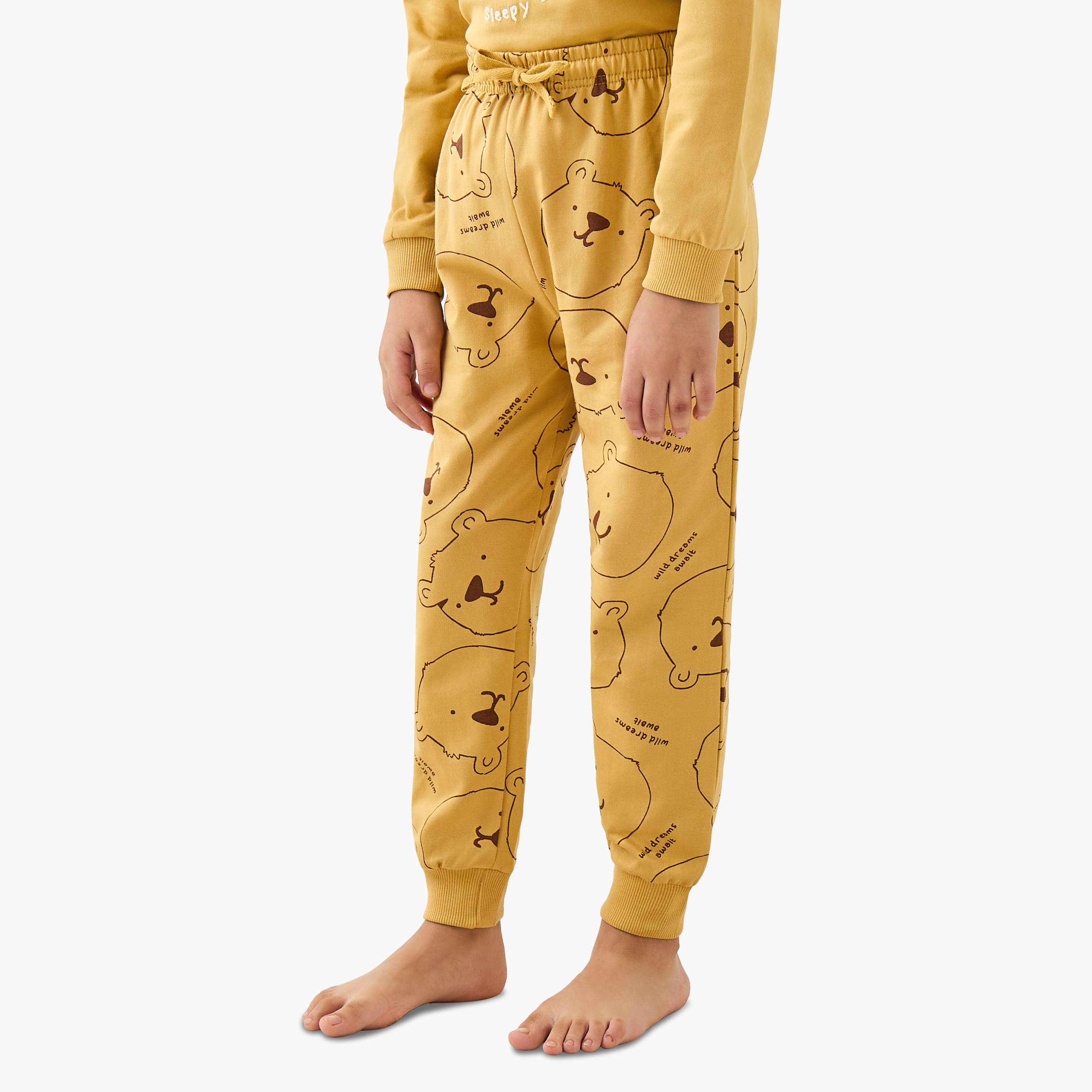 Juniors Boys Pyjama Set with Bear Applique - Cotton - Long Sleeves-boys-clothing-nightwear-image-3