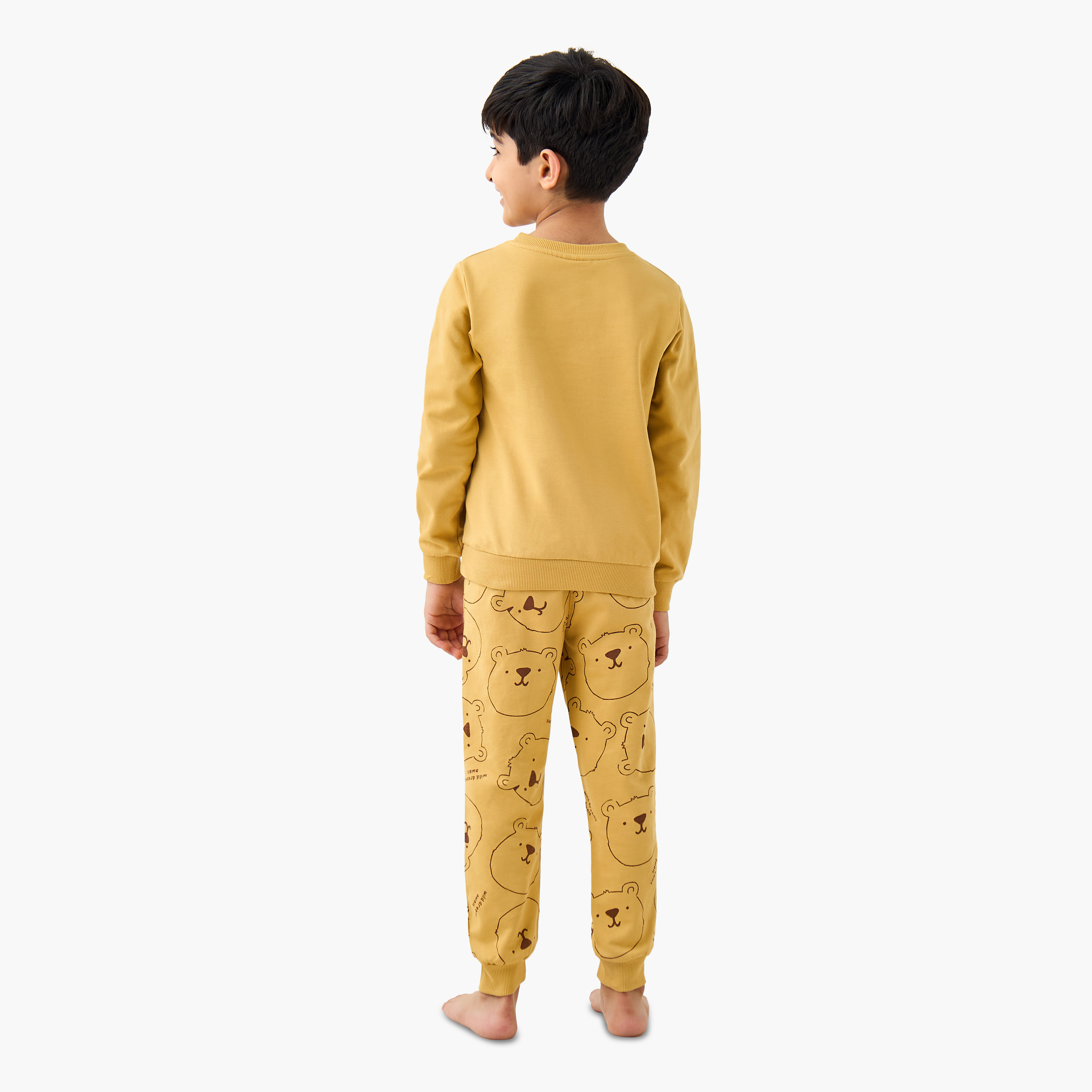 Juniors Boys Pyjama Set with Bear Applique - Cotton - Long Sleeves-boys-clothing-nightwear-image-4