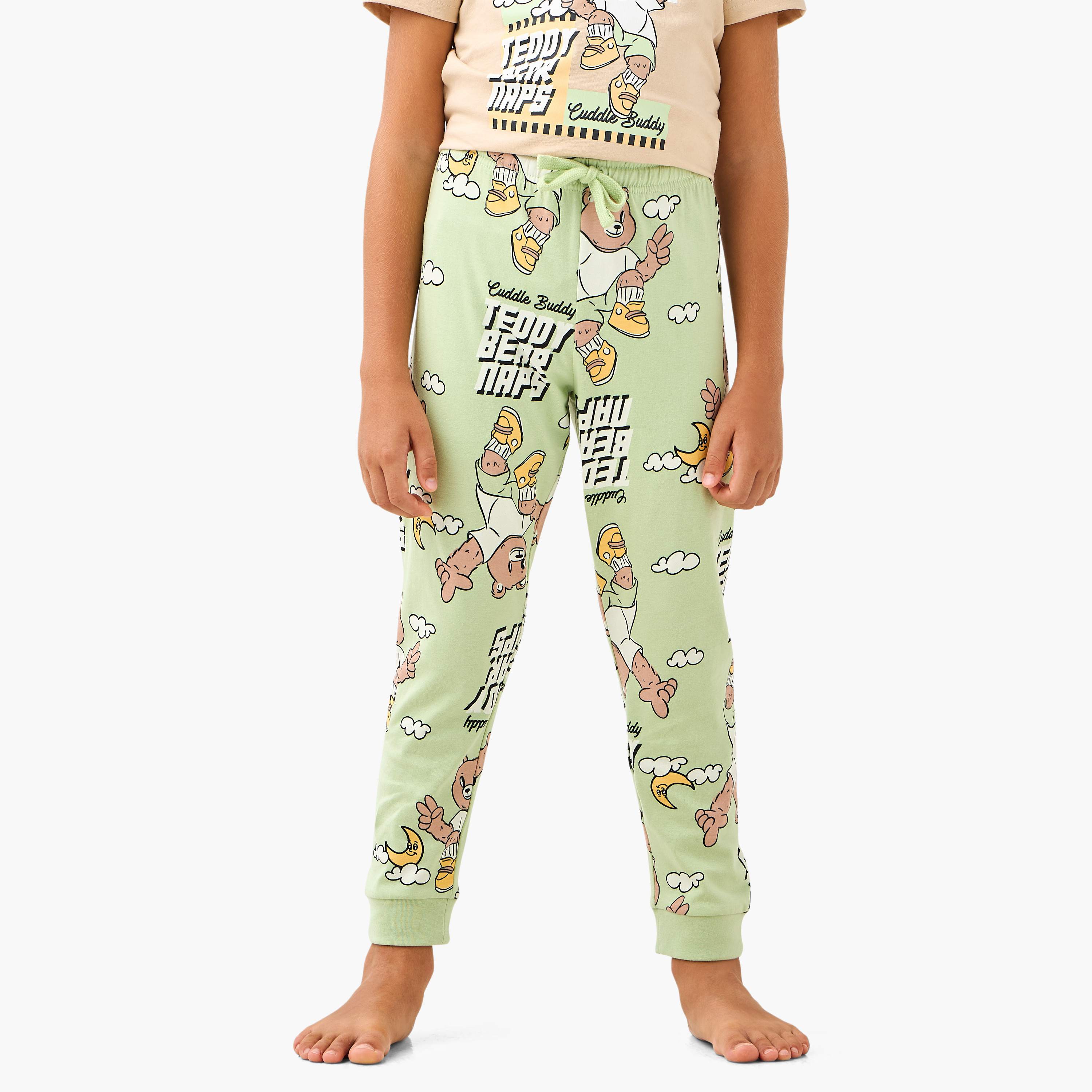 Juniors Teddy Bear Print T-shirt and Pyjama Set-boys-clothing-nightwear-image-3