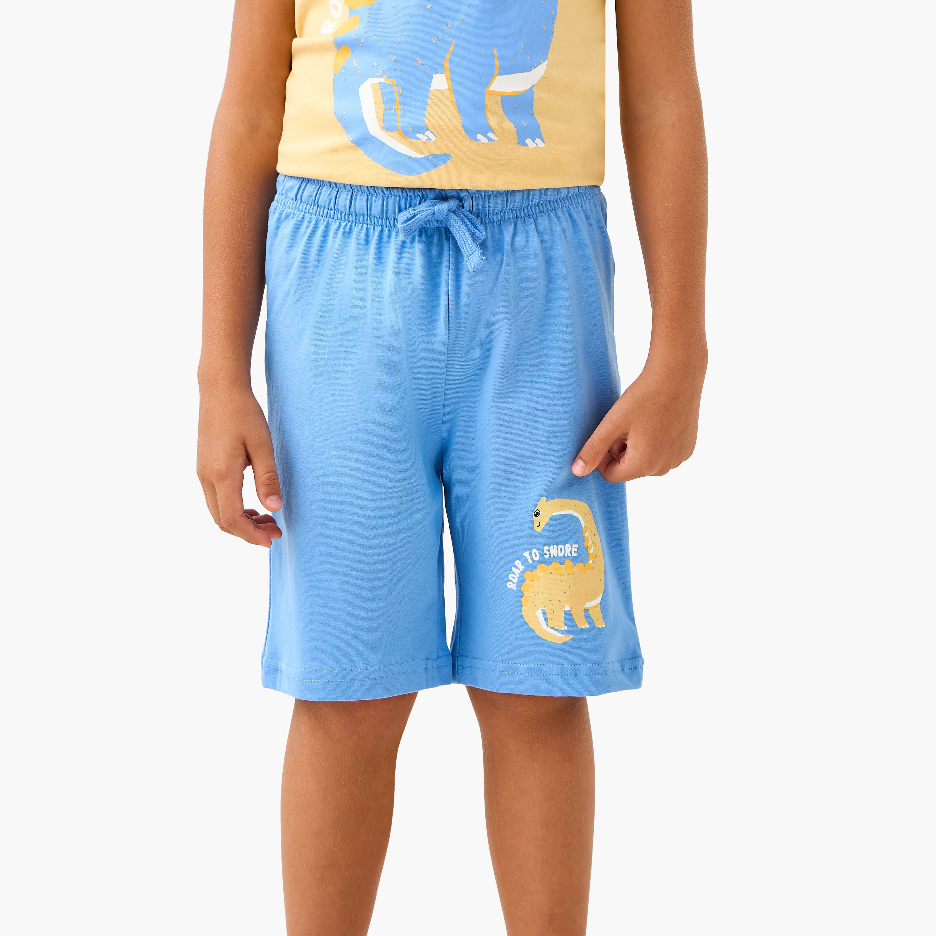طقم تيشيرت وشورت جونيورز بطبعة ديناصورات-boys-clothing-nightwear-image-3