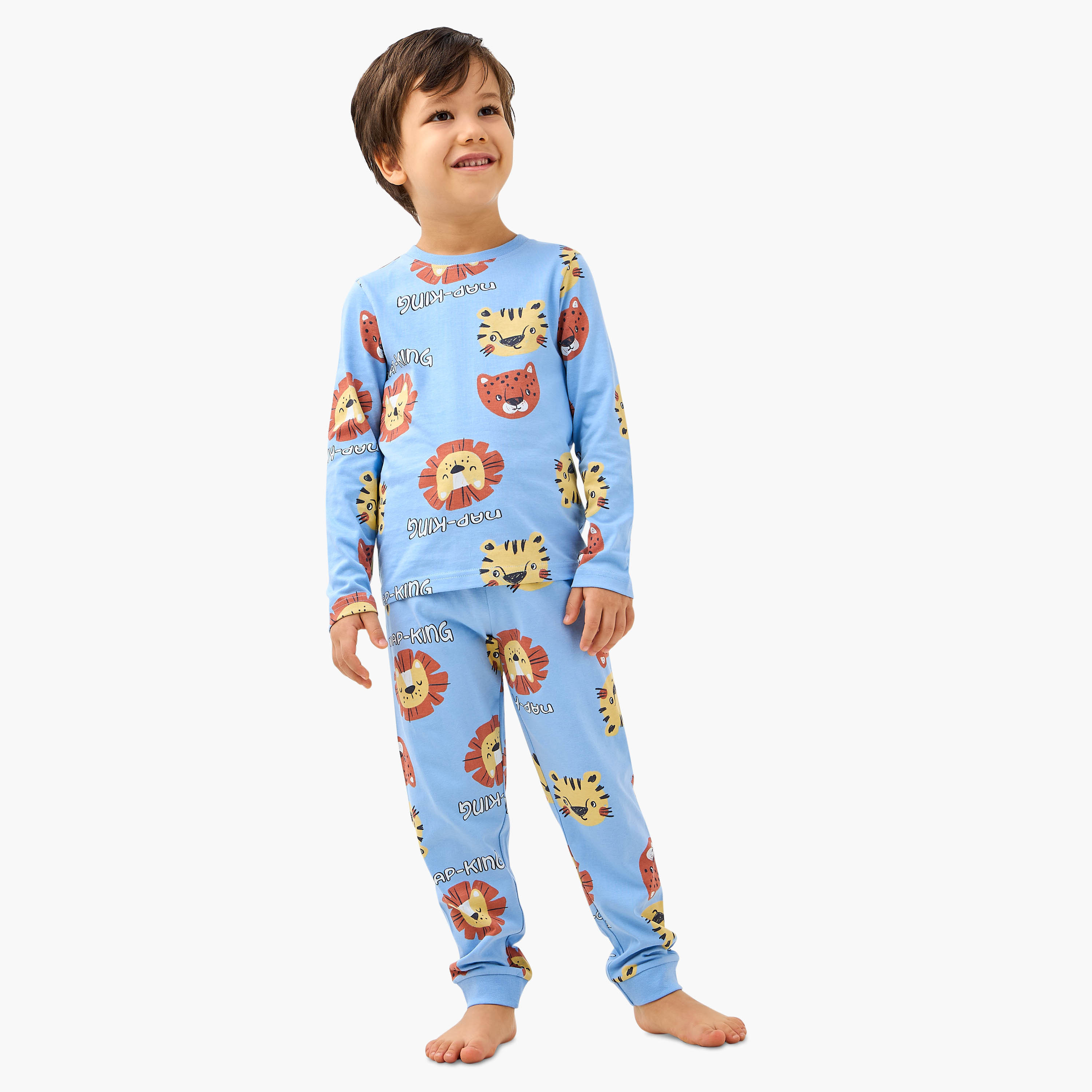 Juniors Animal Print T-shirt and Pyjama Set-boys-clothing-nightwear-image-1