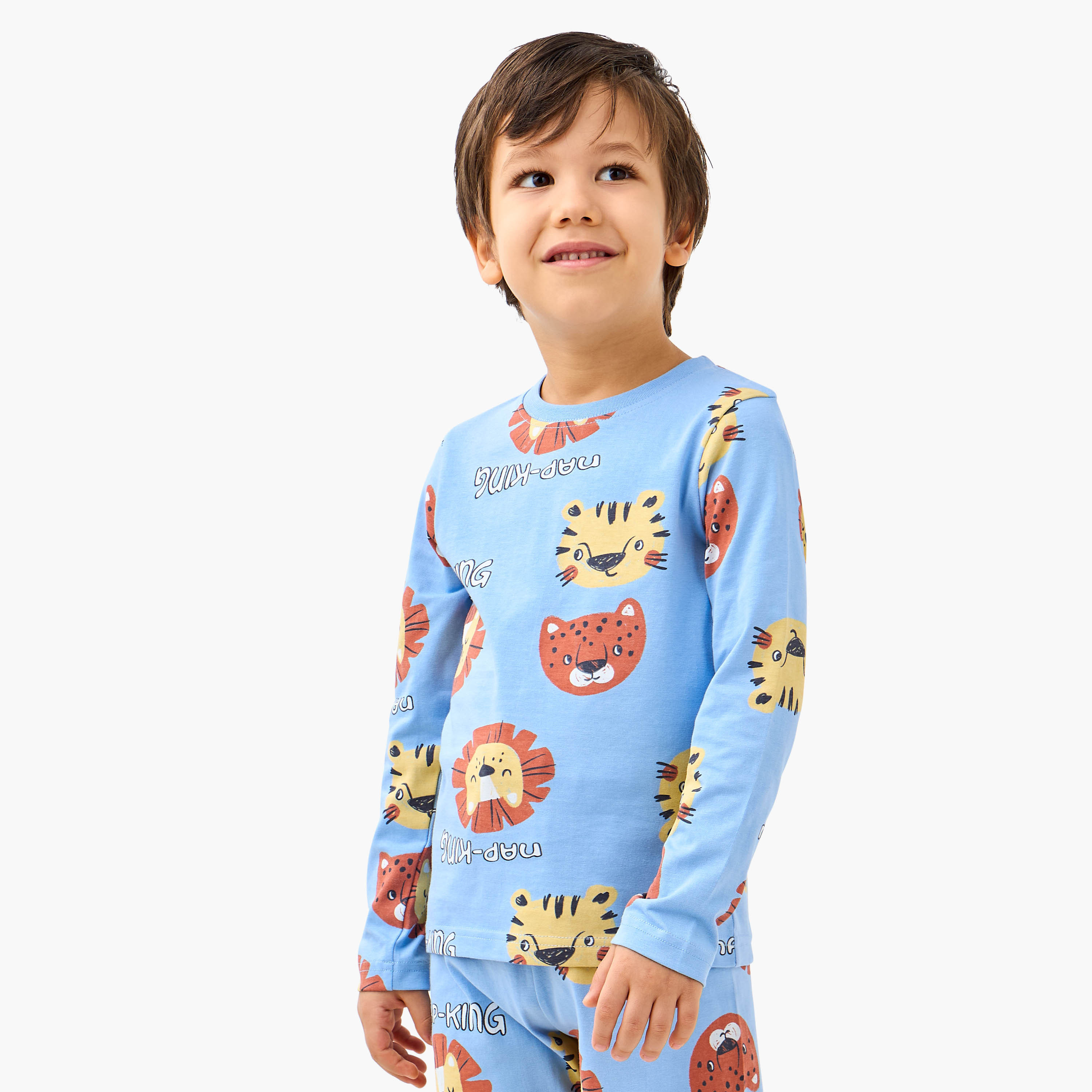 Juniors Animal Print T-shirt and Pyjama Set-boys-clothing-nightwear-image-2