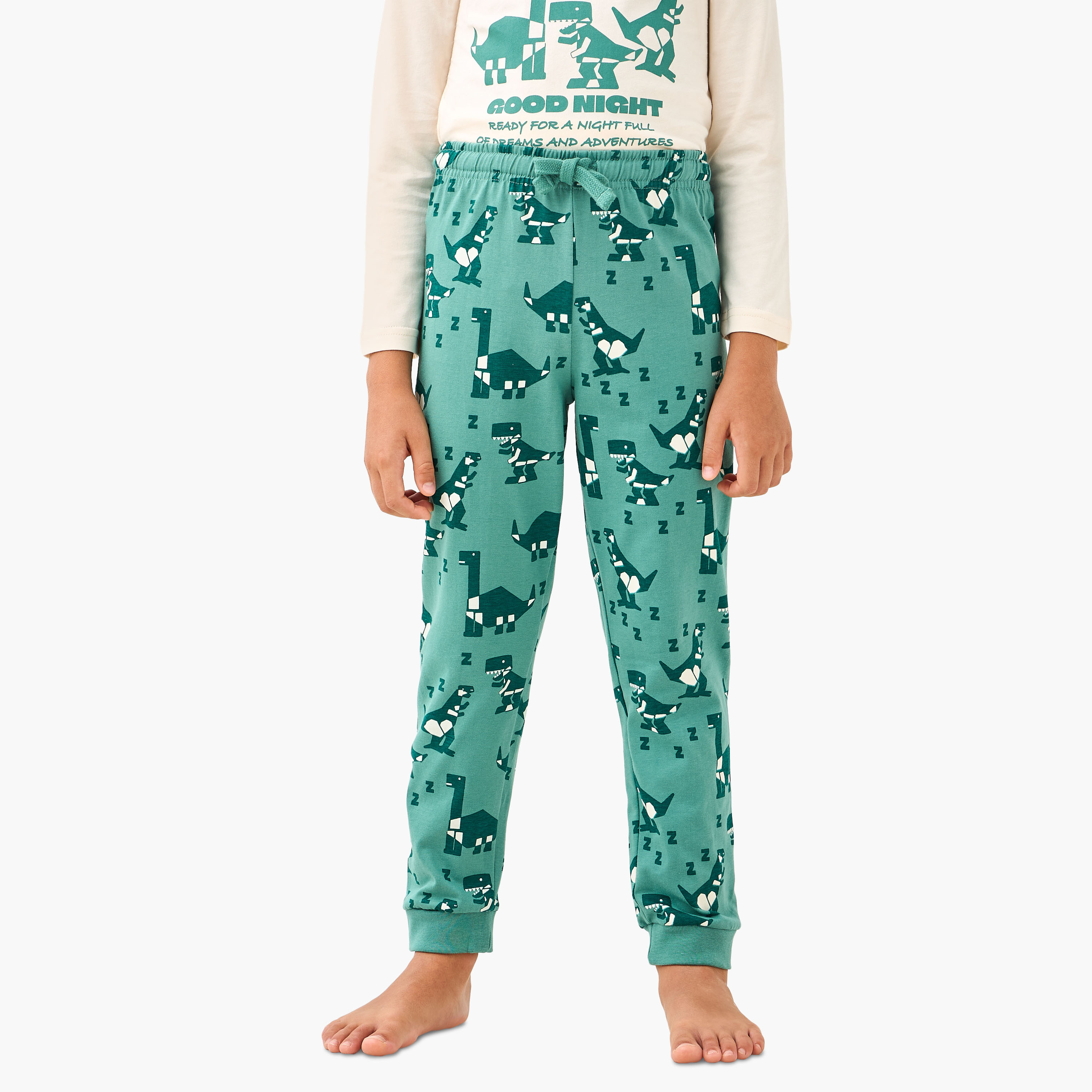 Juniors Dinosaur Print T-shirt and Pyjama Set-boys-clothing-nightwear-image-3