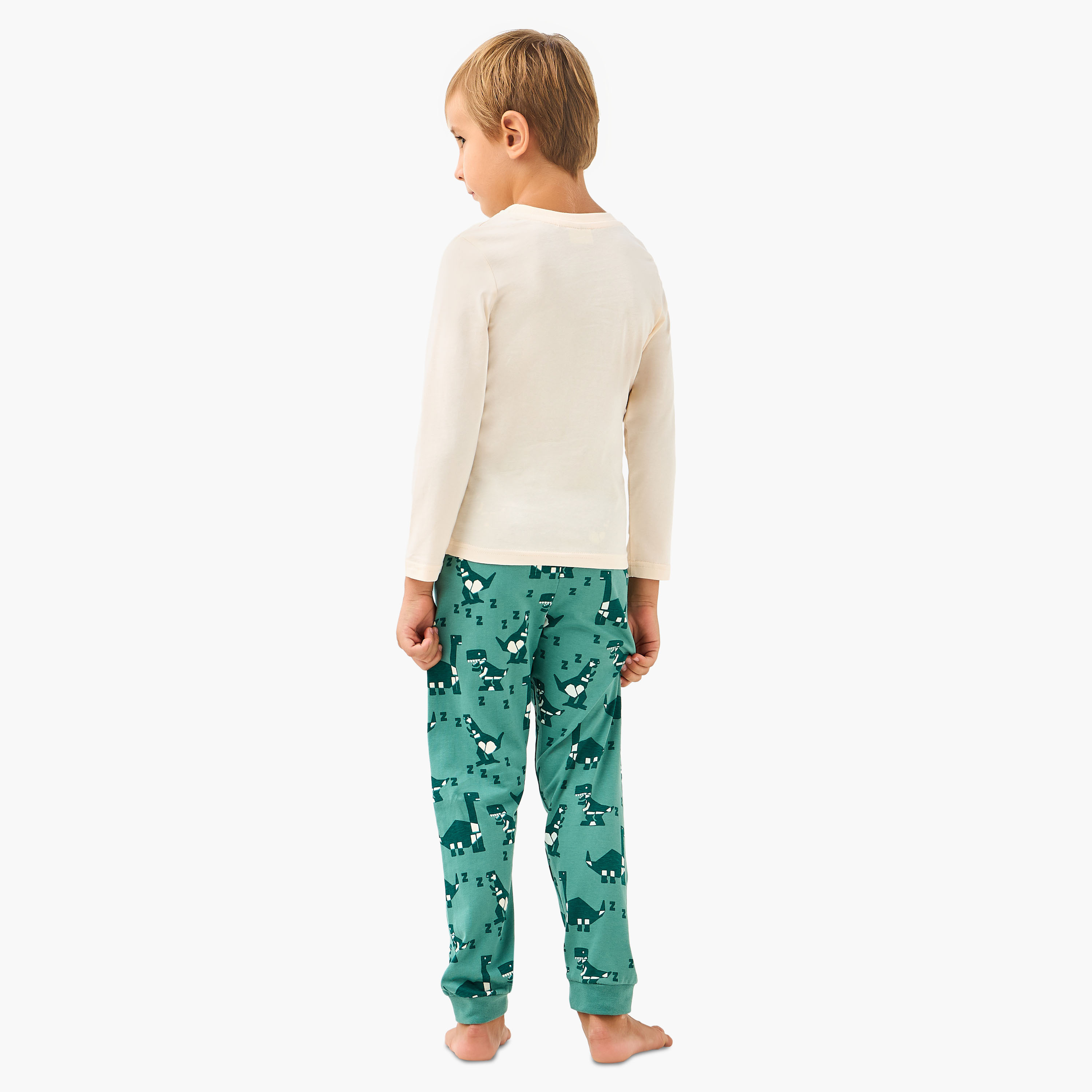 Juniors Dinosaur Print T-shirt and Pyjama Set-boys-clothing-nightwear-image-4