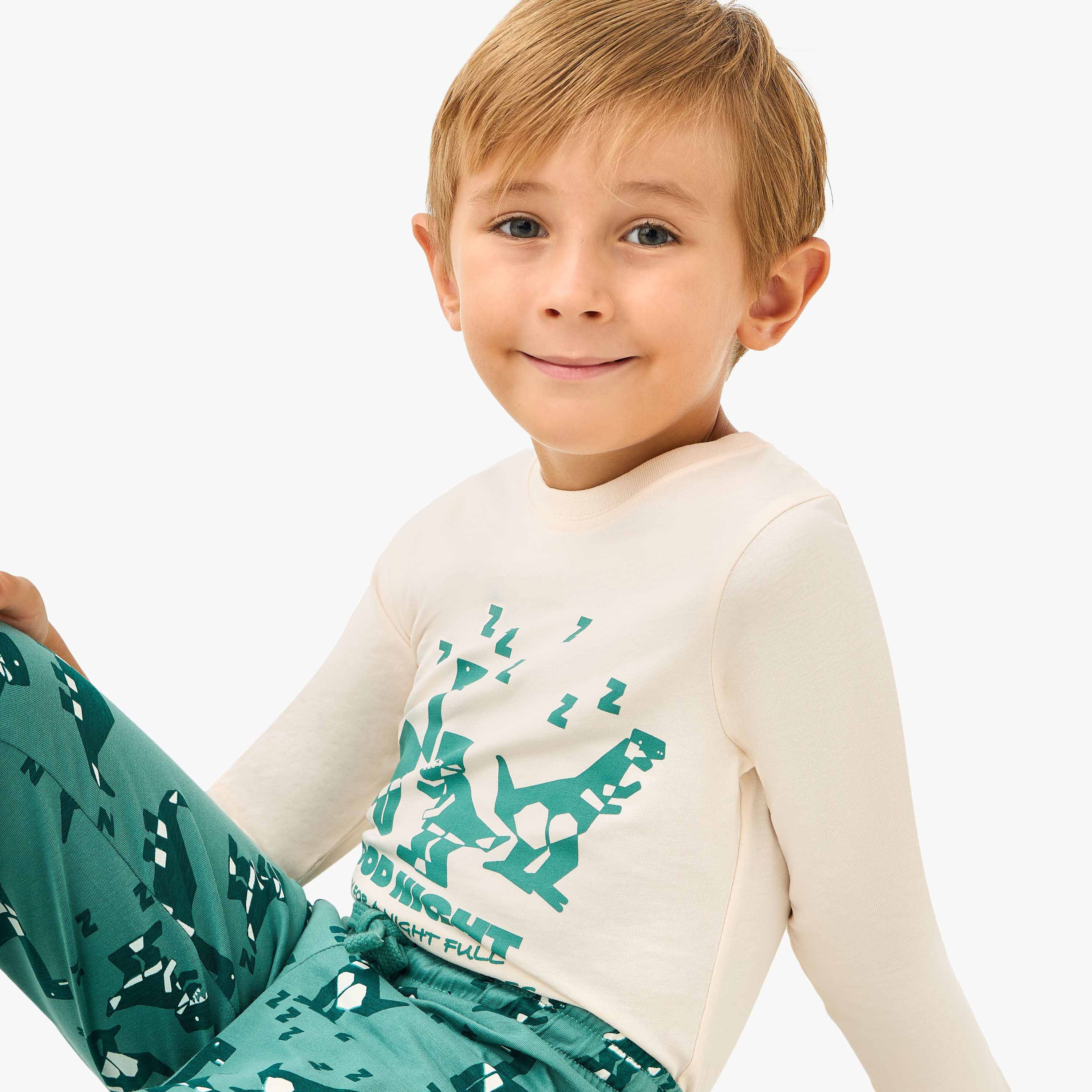 Juniors Dinosaur Print T-shirt and Pyjama Set-boys-clothing-nightwear-image-6