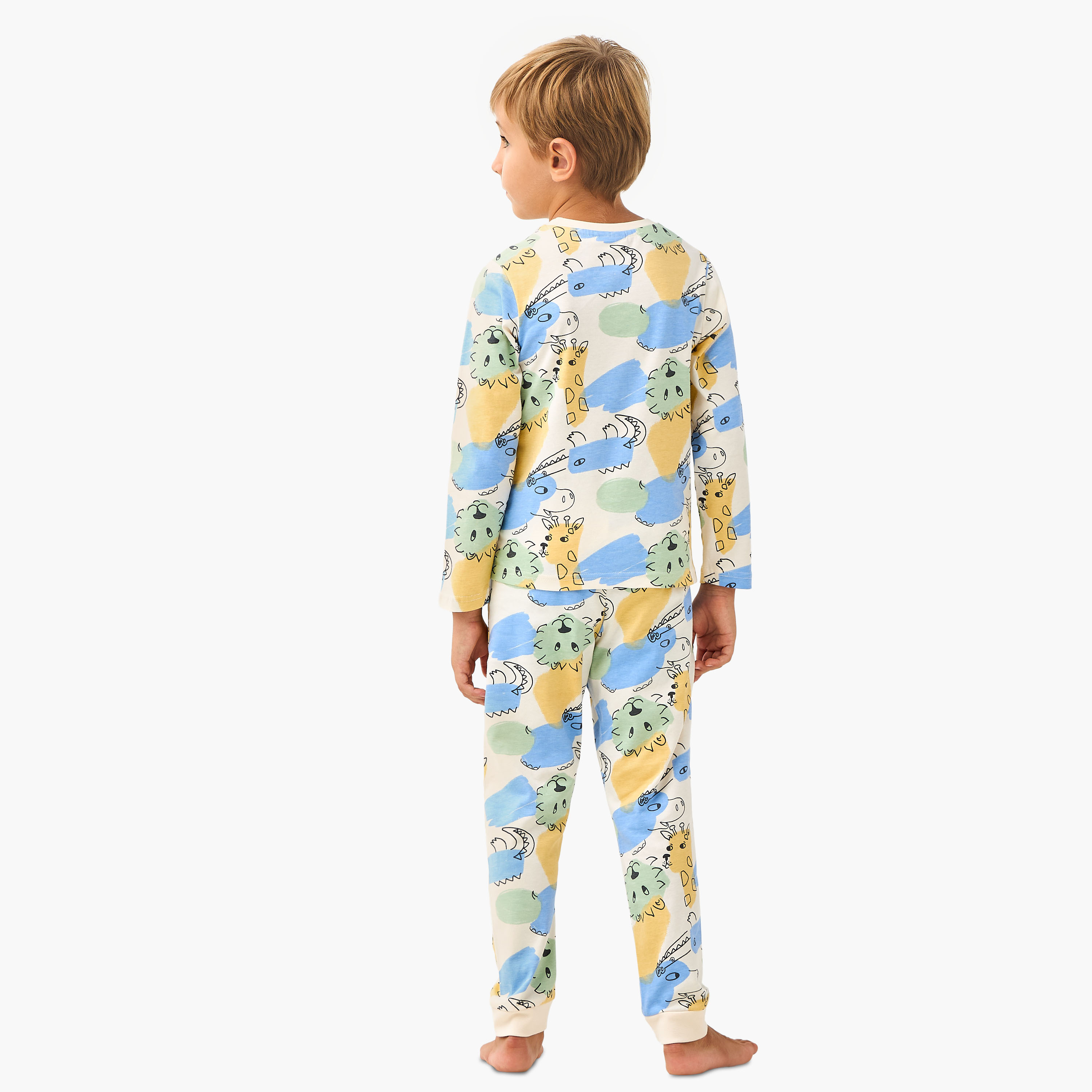 طقم تيشيرت وبنطلون بيجاما بطبعات حيوانات من جونيورز-boys-clothing-nightwear-image-4
