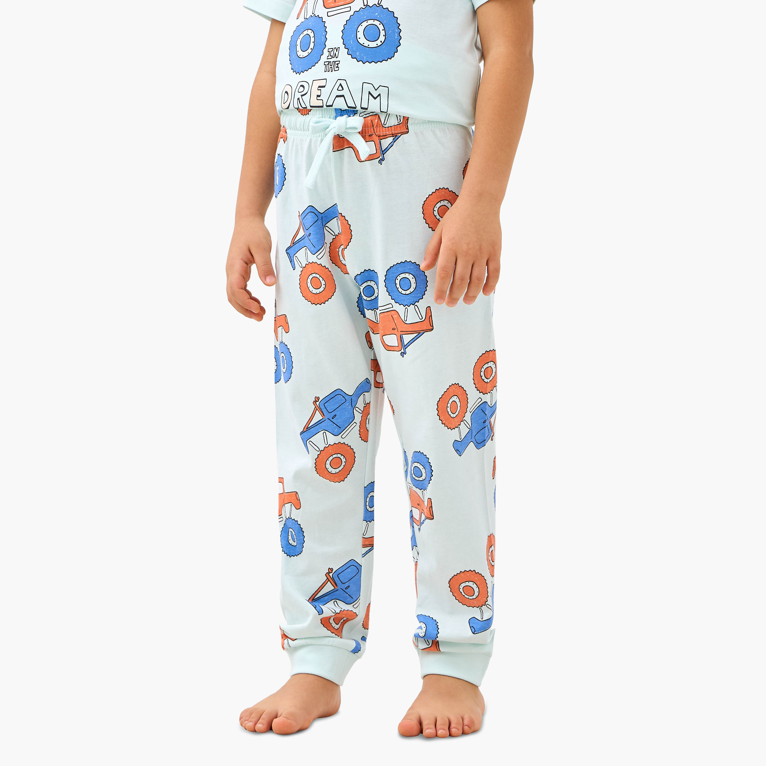 Juniors Monster Truck Print T-shirt and Pyjama Set-boys-clothing-nightwear-image-3