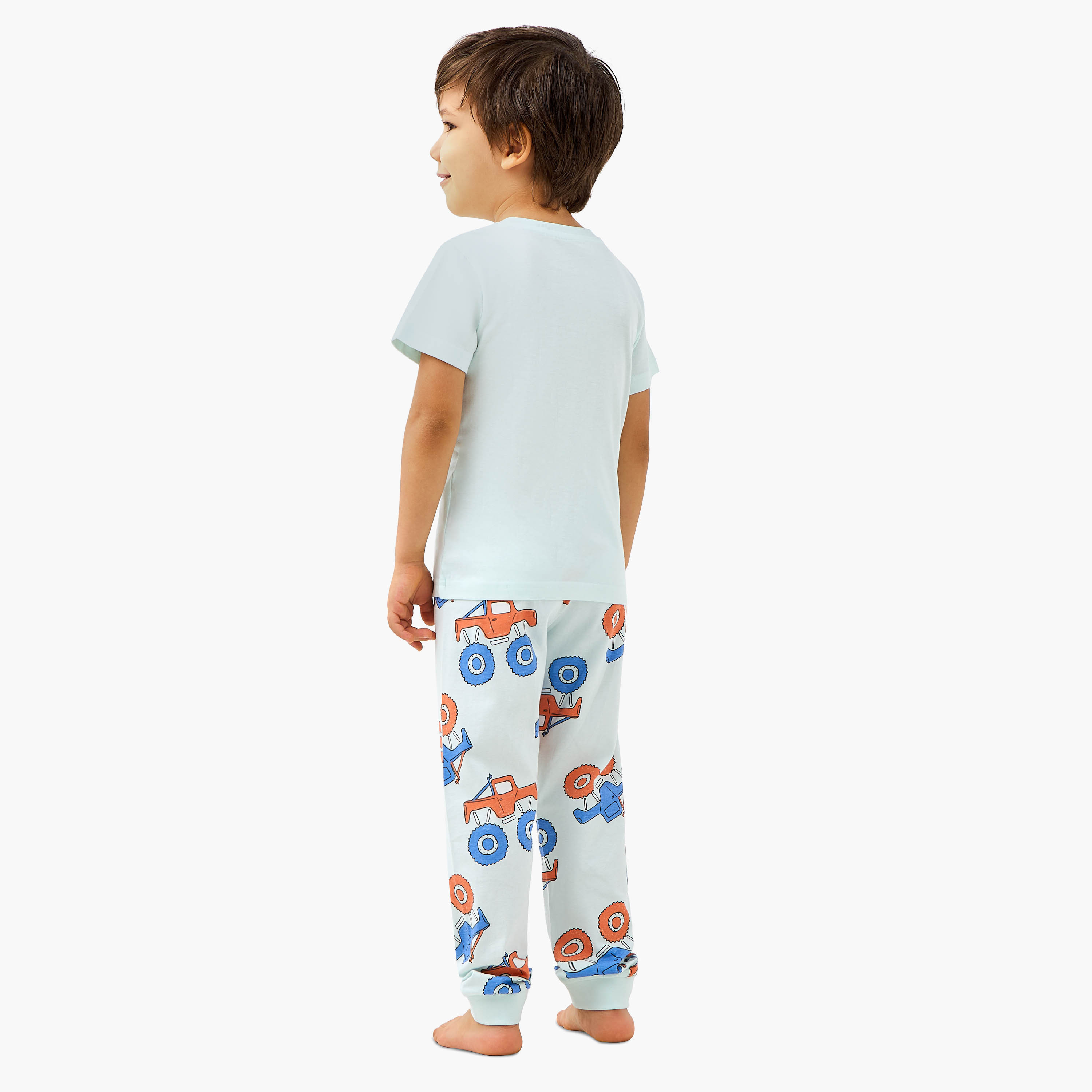 Juniors Monster Truck Print T-shirt and Pyjama Set-boys-clothing-nightwear-image-4
