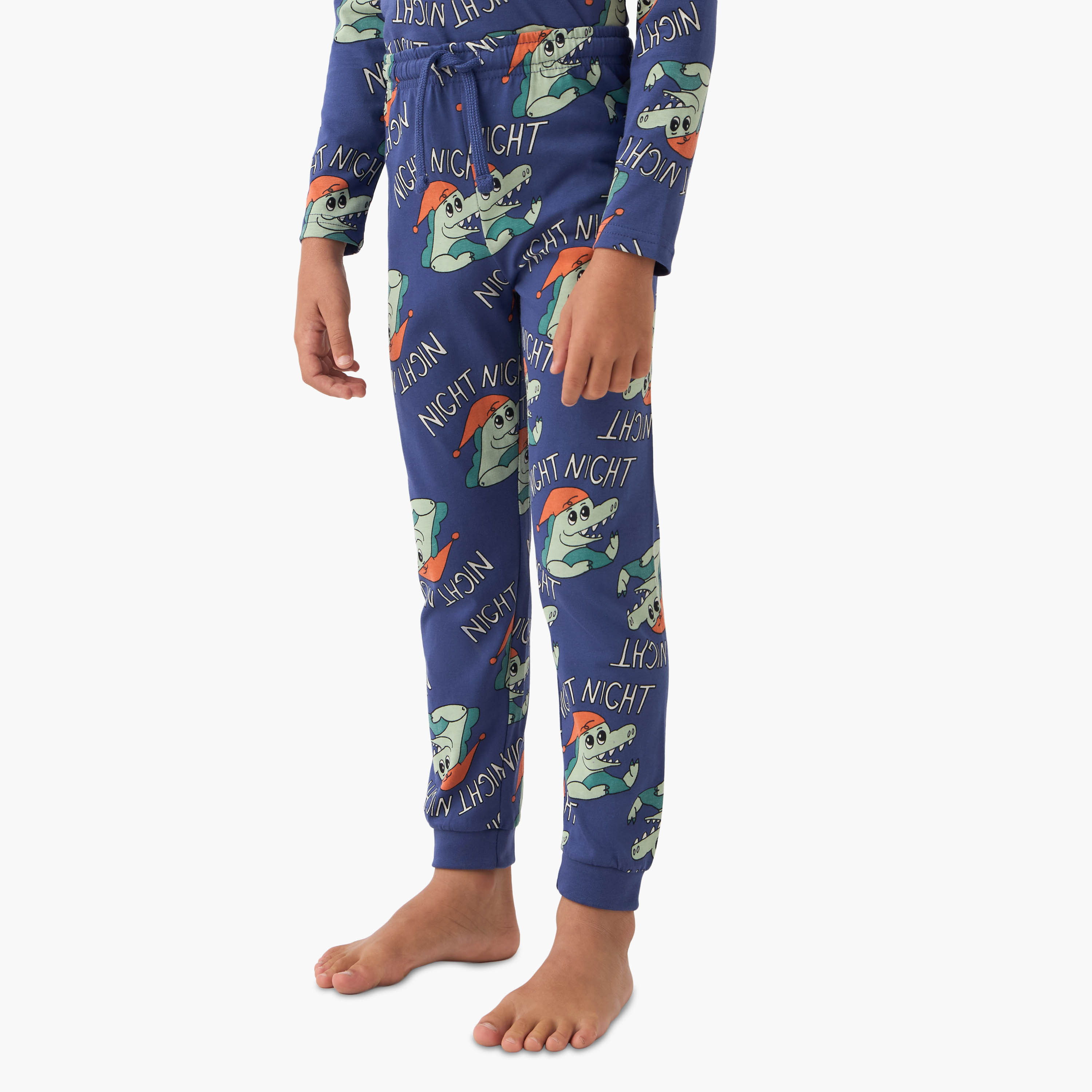 Juniors Crocodile Print T-shirt and Pyjama Set-boys-clothing-nightwear-image-3