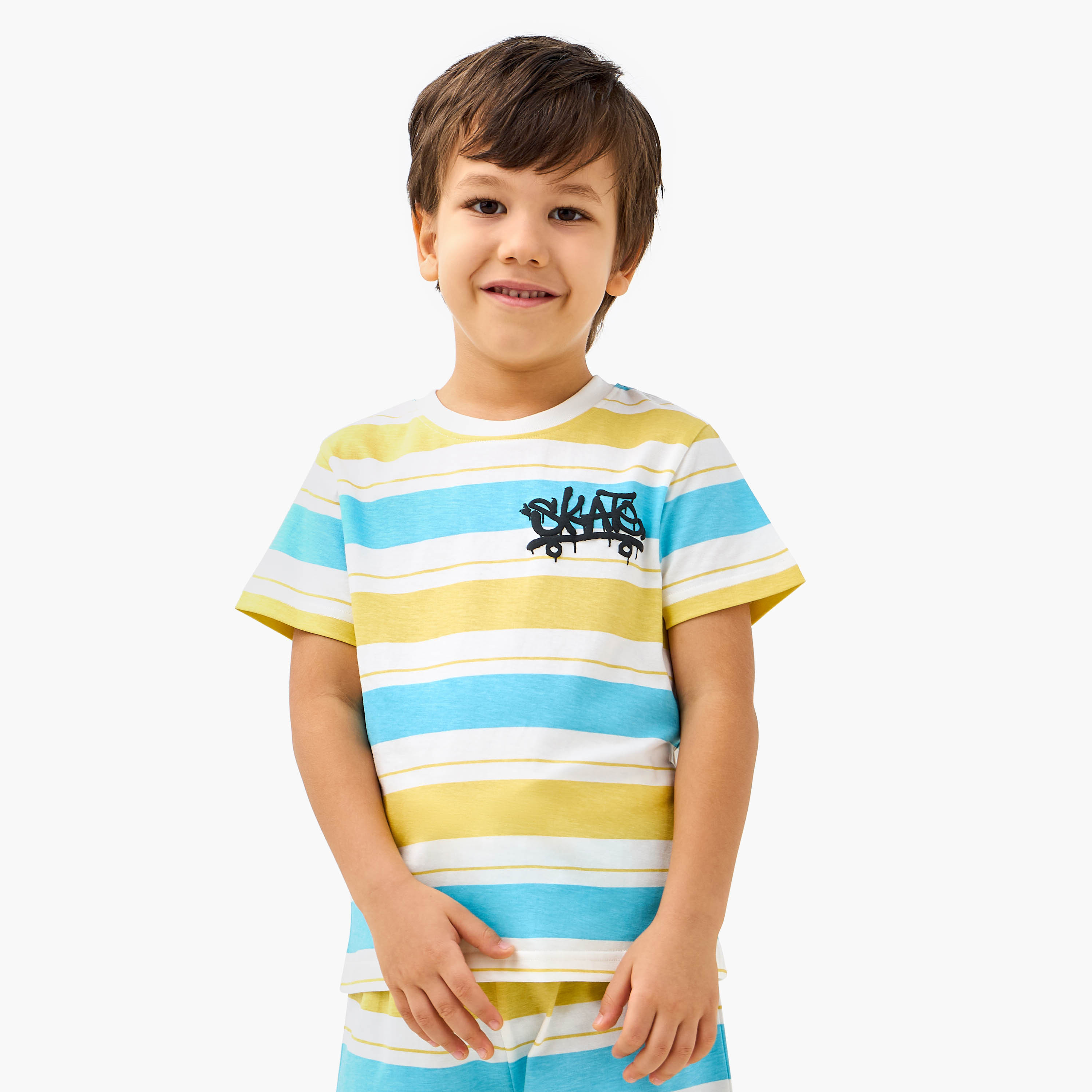 Juniors Monster Truck Print T-shirt and Pyjama Set-boys-clothing-nightwear-image-2