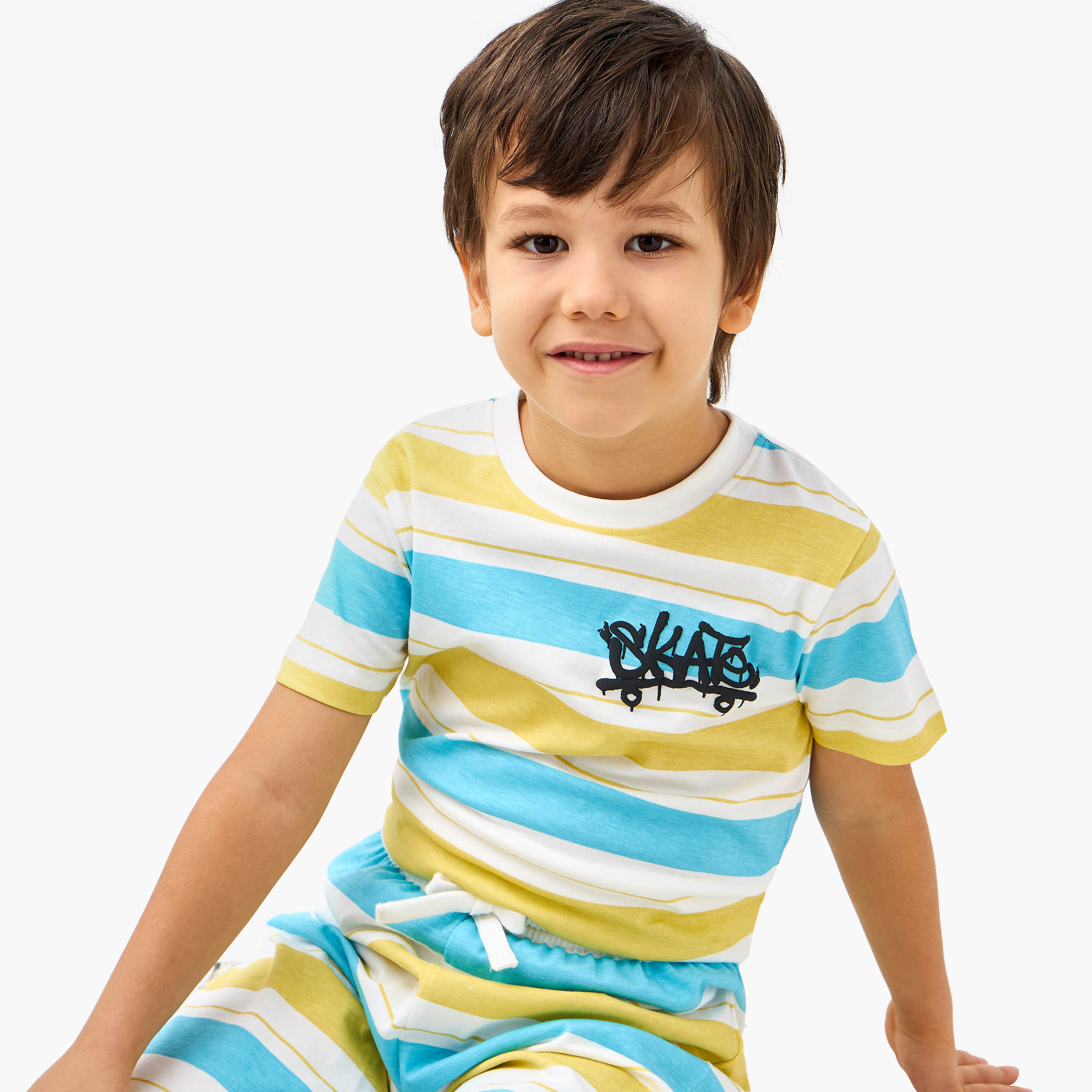 Juniors Monster Truck Print T-shirt and Pyjama Set-boys-clothing-nightwear-image-5