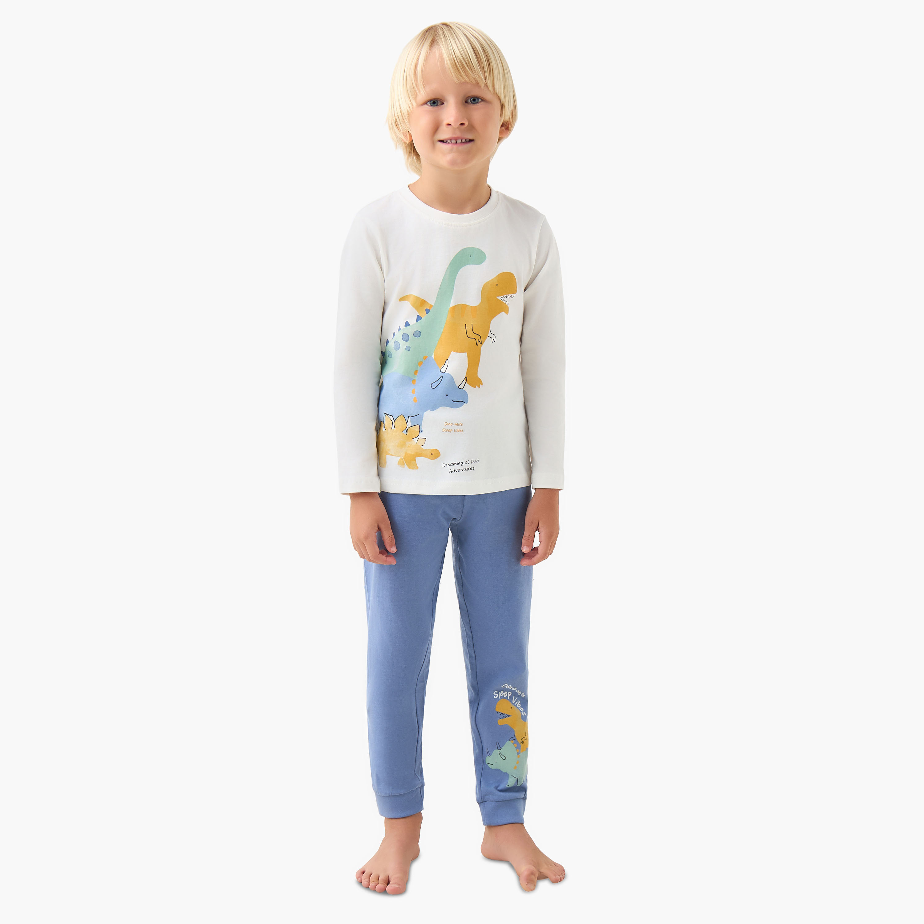 Juniors Monster Truck Print T-shirt and Pyjama Set-boys-clothing-nightwear-image-1