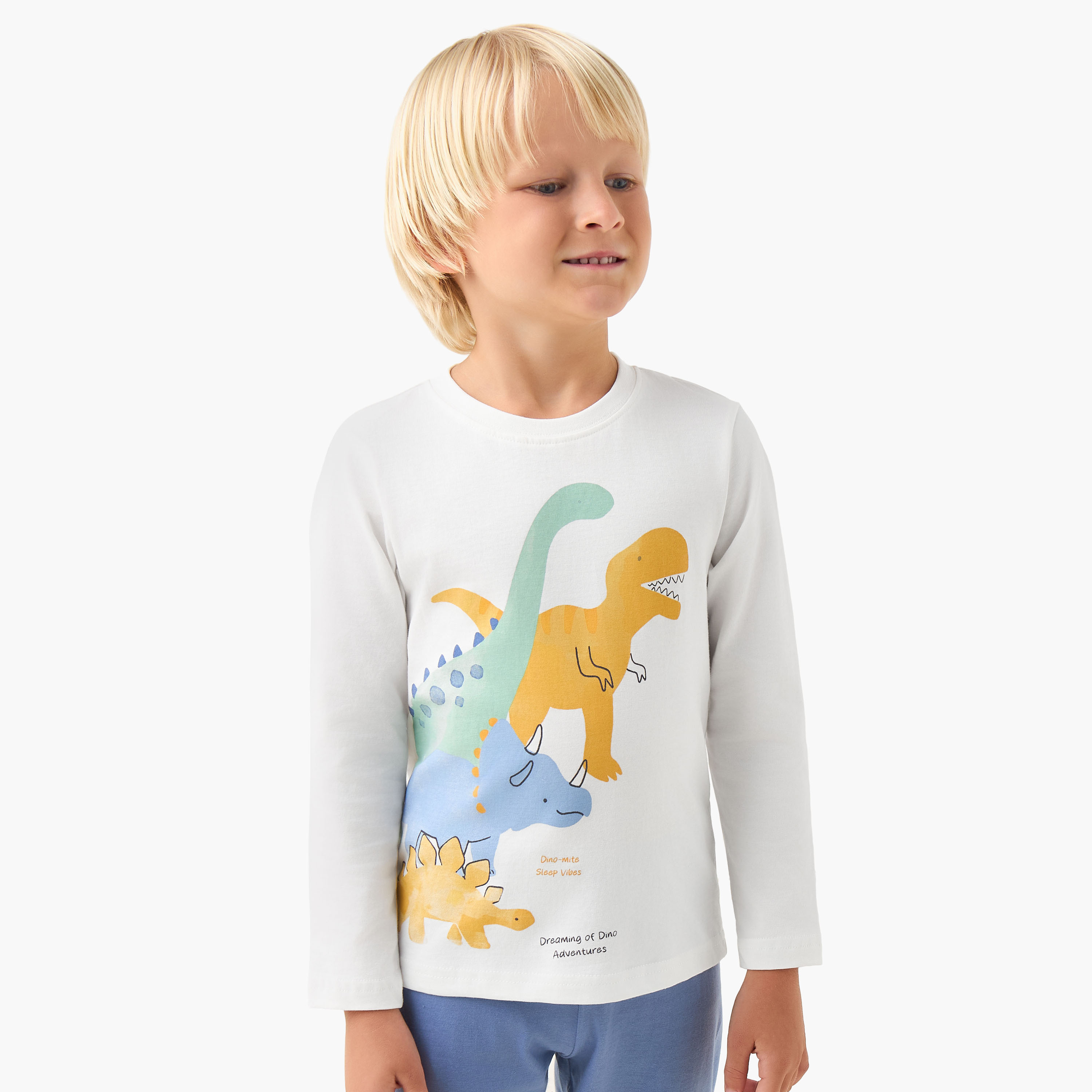 Juniors Monster Truck Print T-shirt and Pyjama Set-boys-clothing-nightwear-image-2