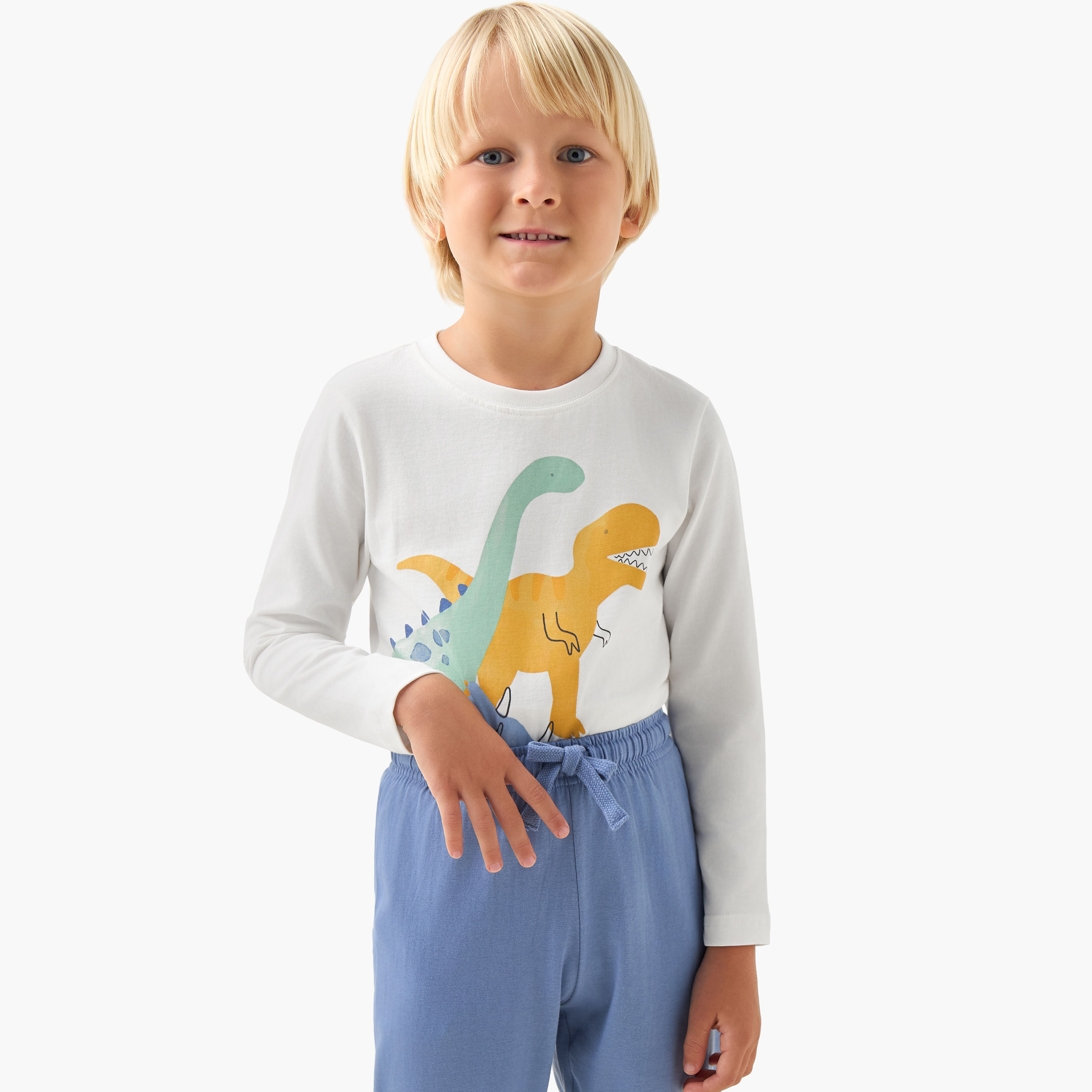 Juniors Monster Truck Print T-shirt and Pyjama Set-boys-clothing-nightwear-image-5