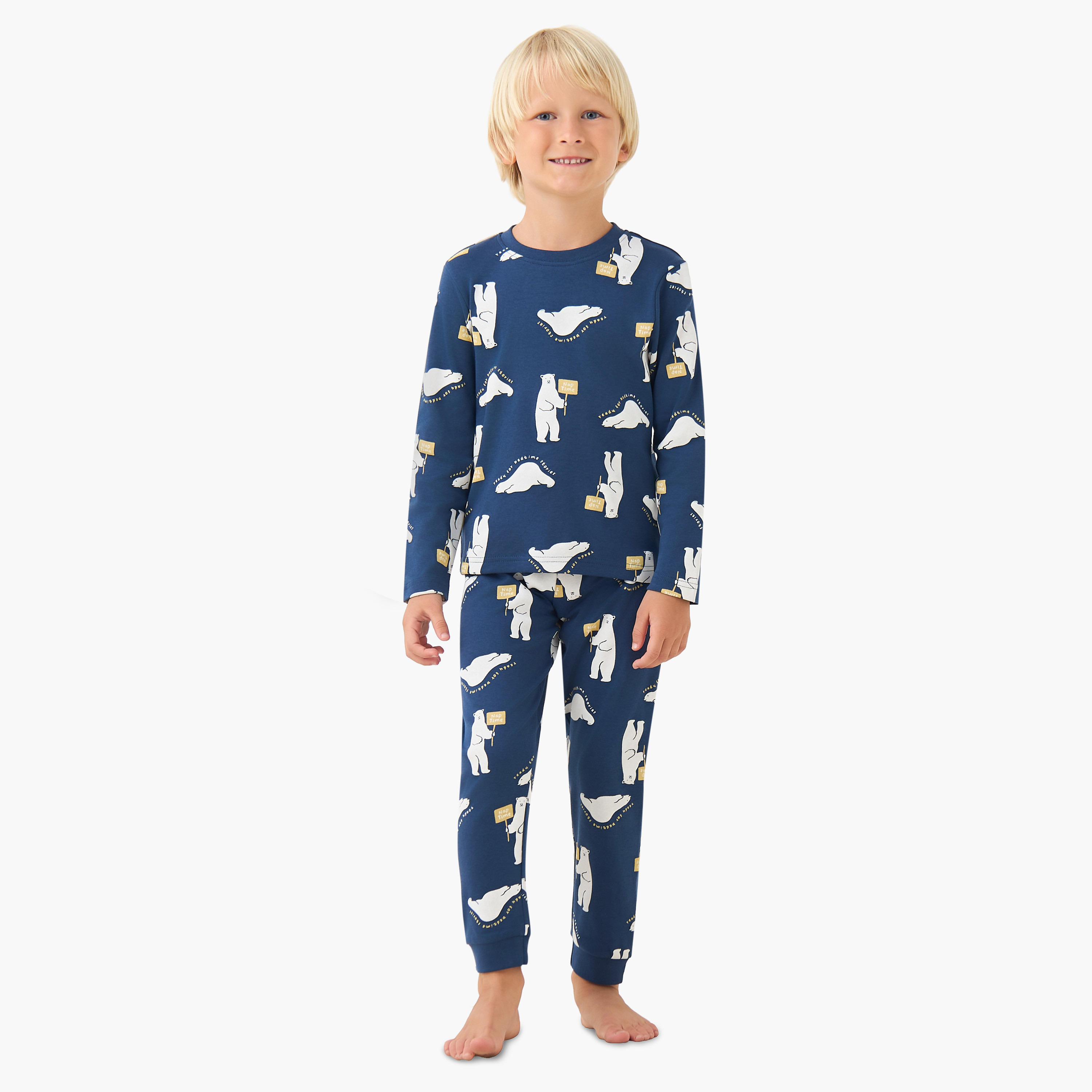 طقم بيجاما قطن بياقة مستديرة وأكمام طويلة وطبعات من جونيورز-promo_babyshop_Buy2for69_UAE130126-image-1