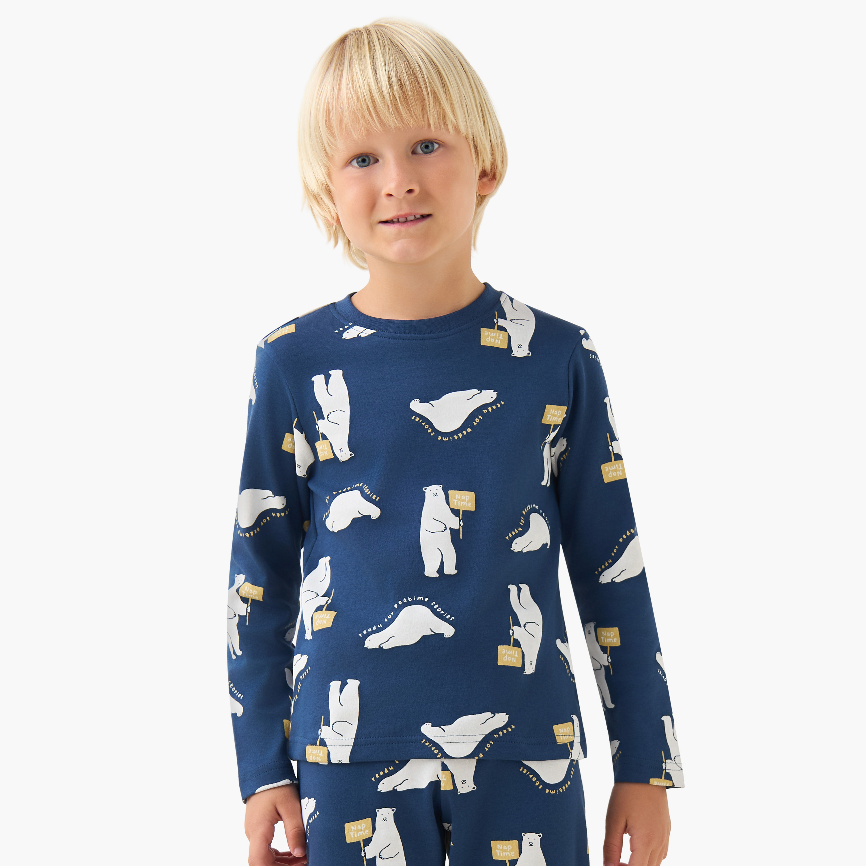 طقم بيجاما قطن بياقة مستديرة وأكمام طويلة وطبعات من جونيورز-promo_babyshop_Buy2for69_UAE130126-image-2