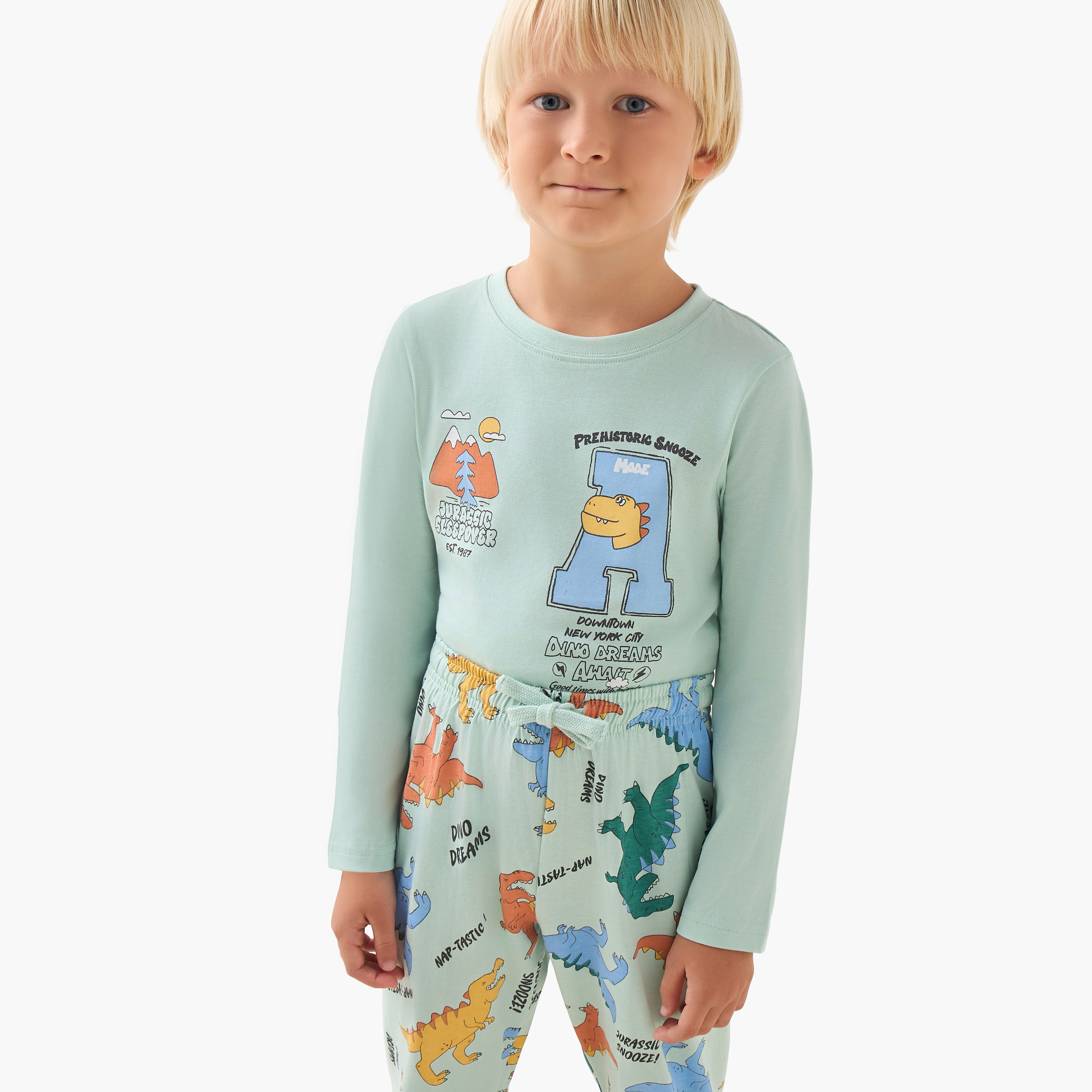 Juniors Monster Truck Print T-shirt and Pyjama Set-boys-clothing-nightwear-image-5