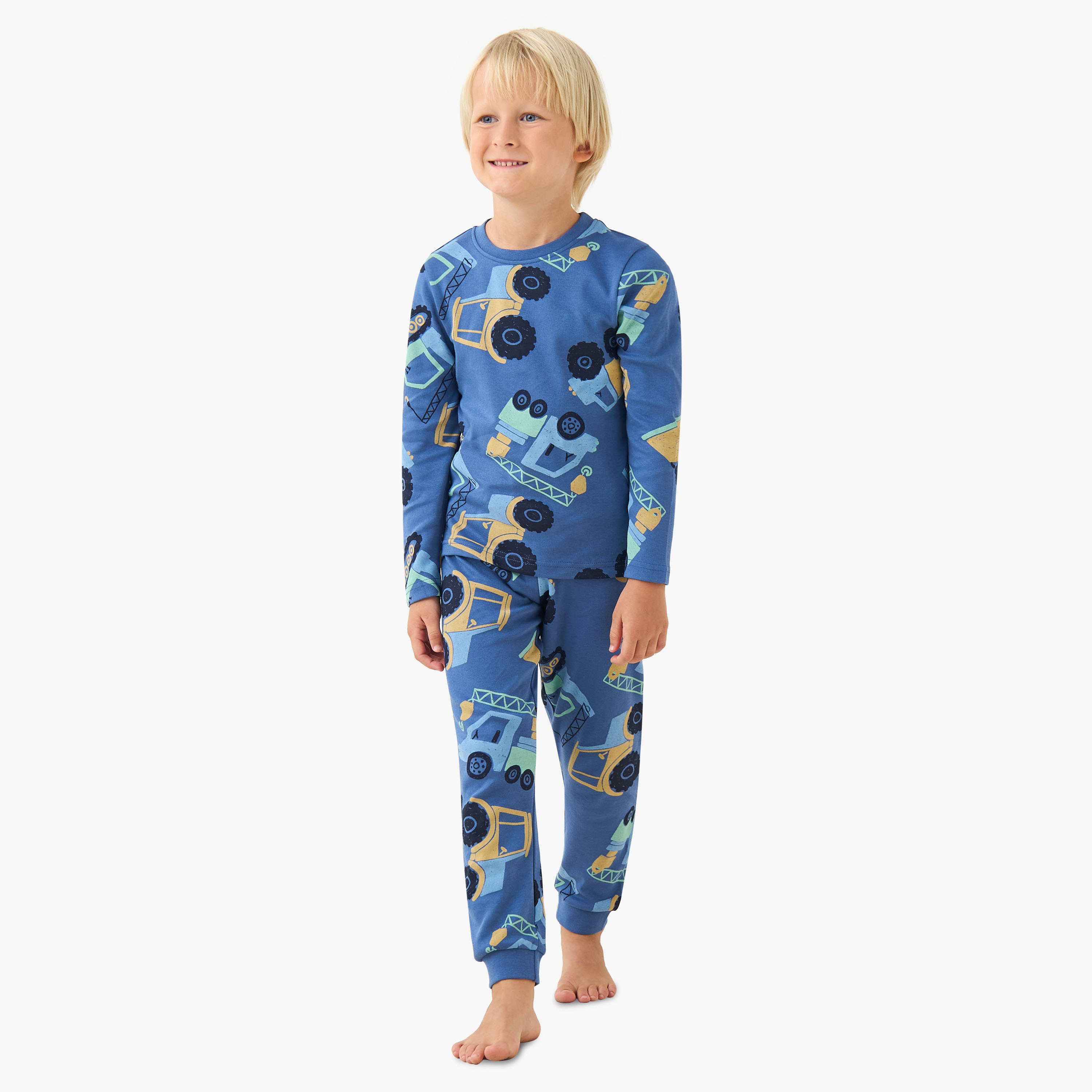 Juniors Monster Truck Print T-shirt and Pyjama Set-boys-clothing-nightwear-image-1
