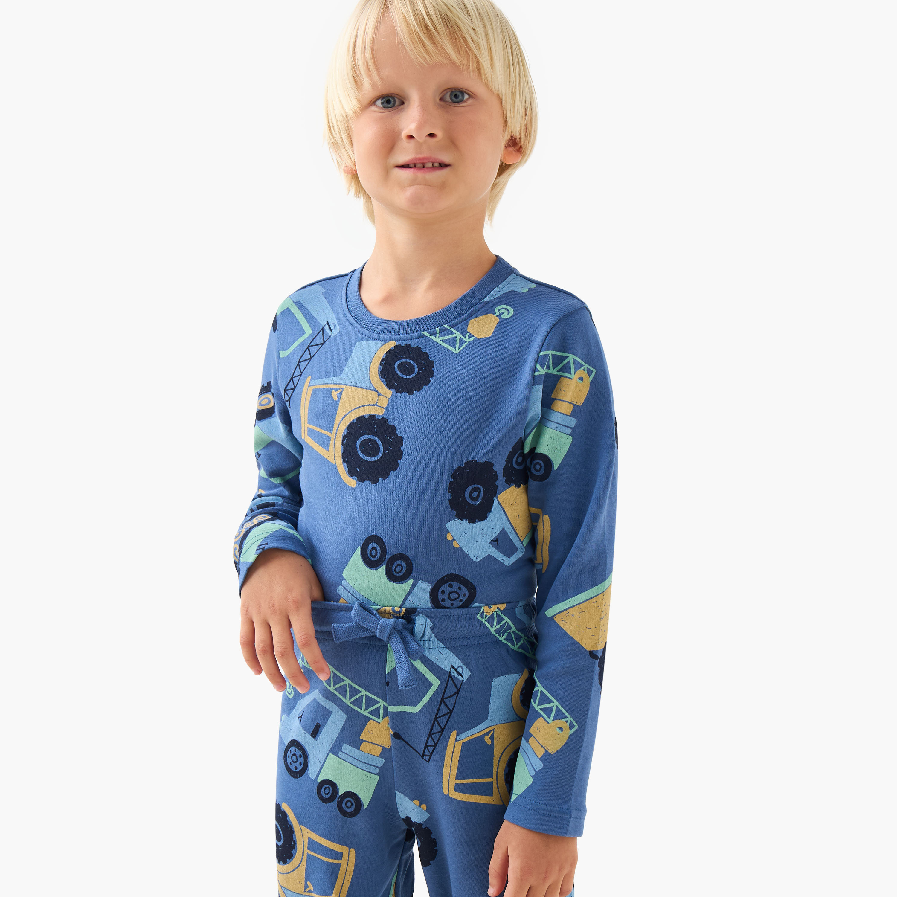 Juniors Monster Truck Print T-shirt and Pyjama Set-boys-clothing-nightwear-image-5