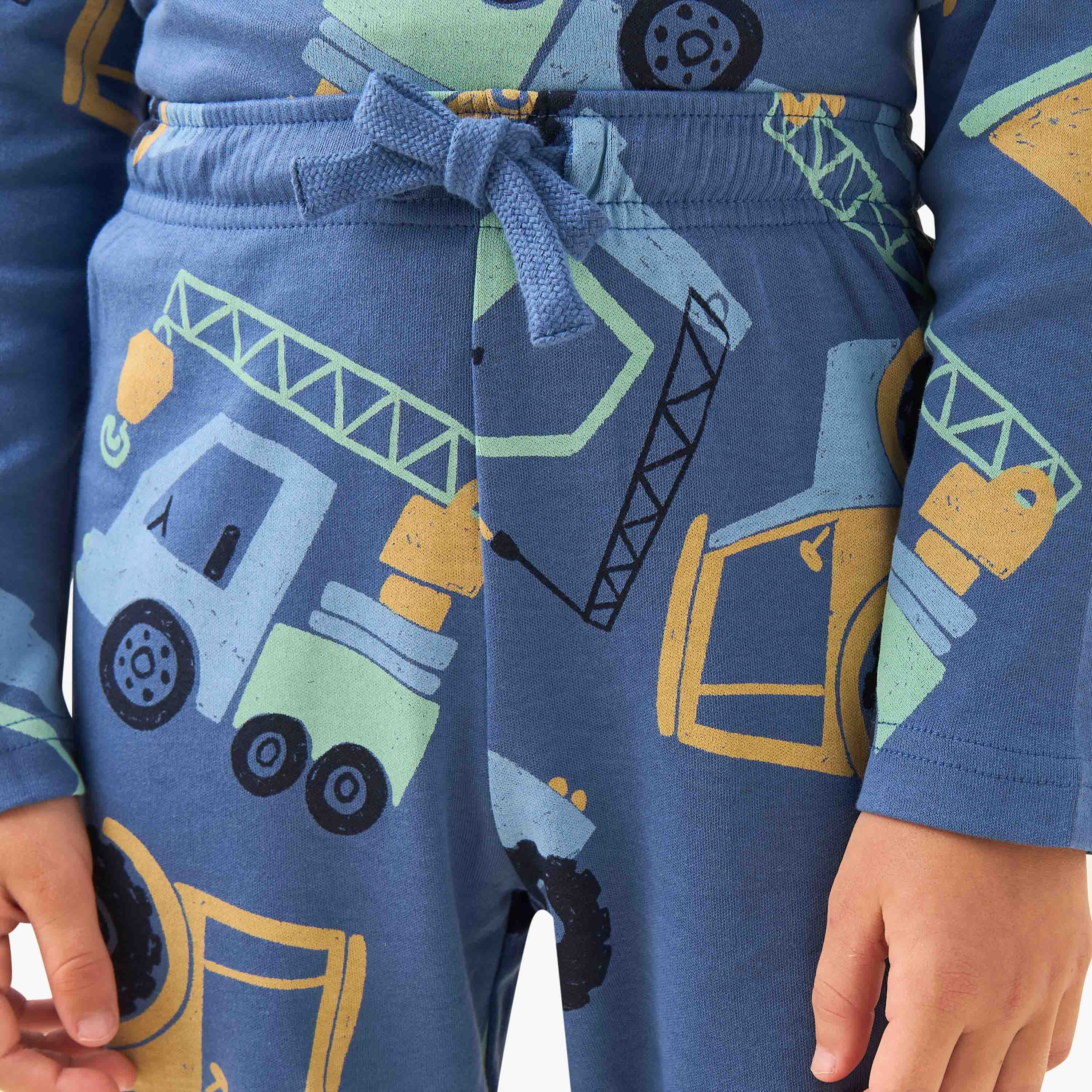 Juniors Monster Truck Print T-shirt and Pyjama Set-boys-clothing-nightwear-image-6