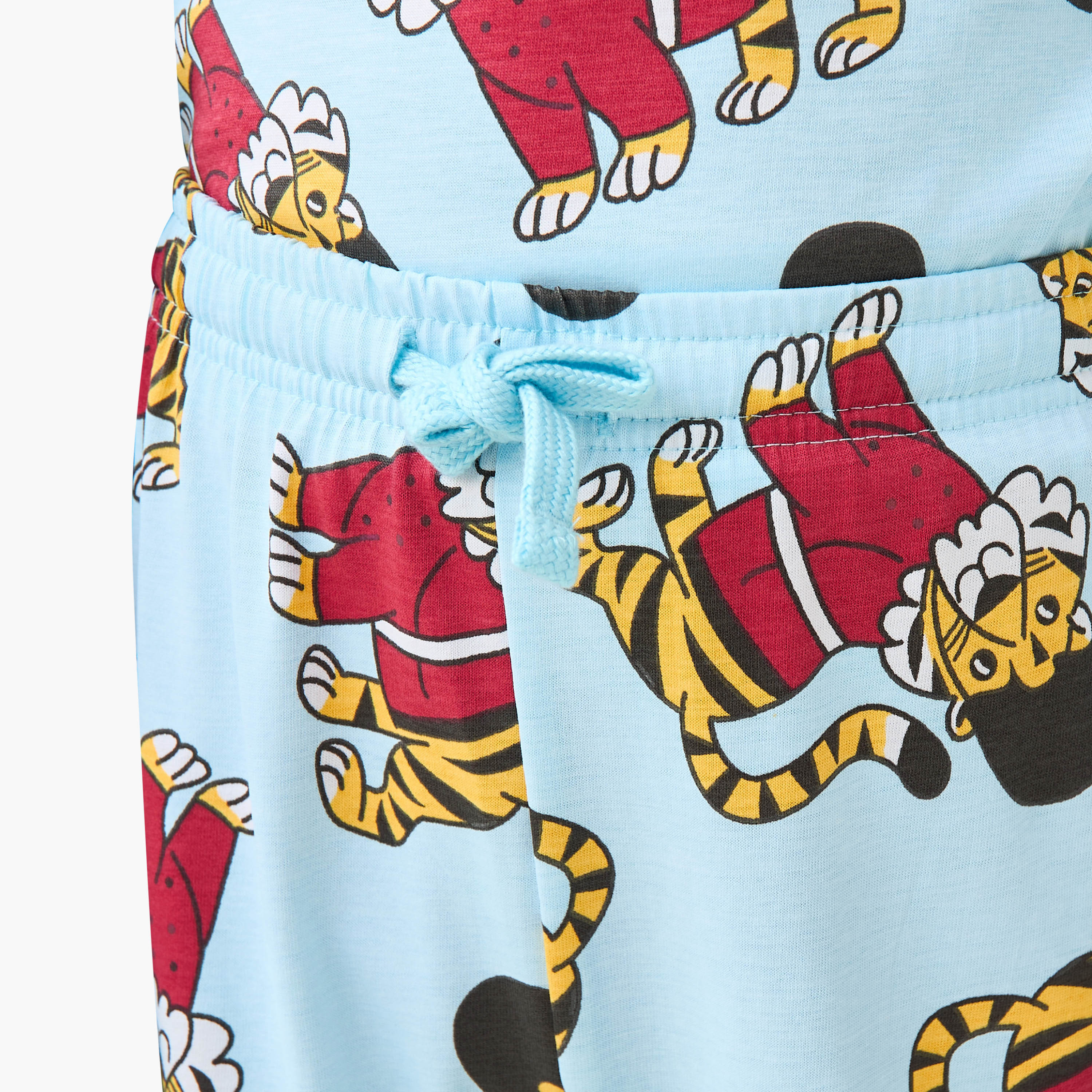 Juniors Cotton Crew Neck Long Sleeve Pyjama Set with Vehicle Print-boys-clothing-nightwear-image-5