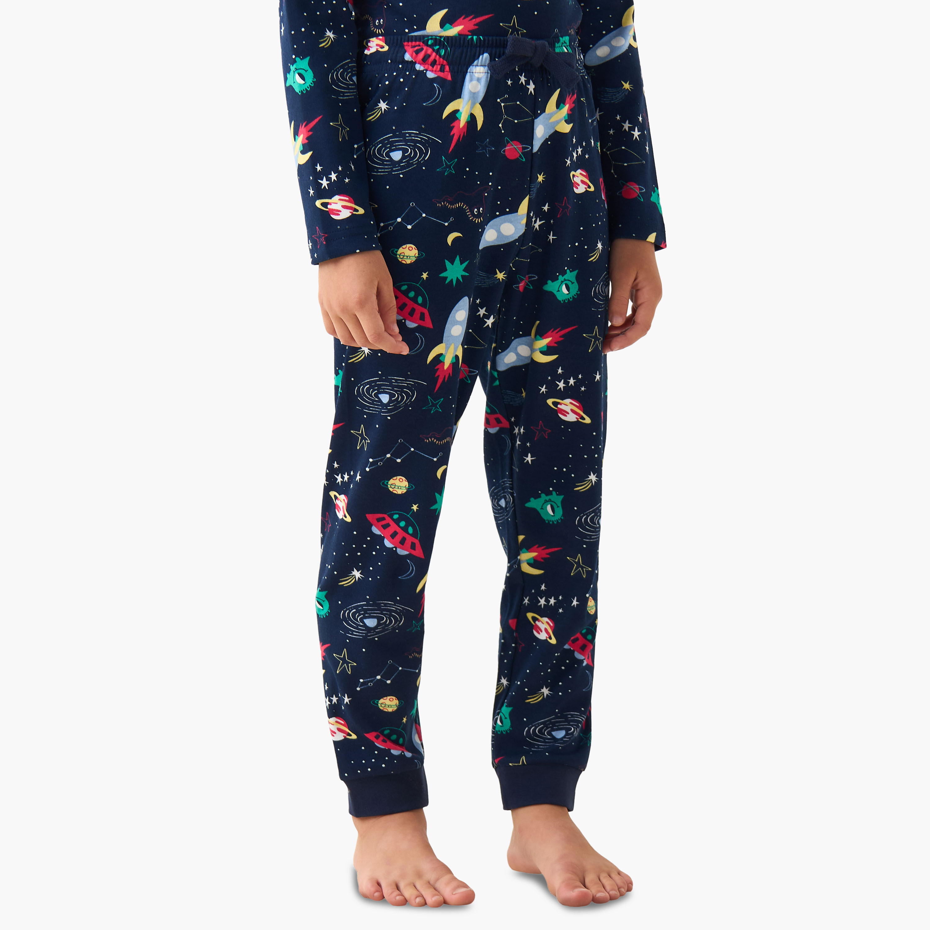 طقم بيجاما قطن بياقة ضيقة وأكمام طويلة وطبعات من جونيورز-boys-clothing-nightwear-image-3