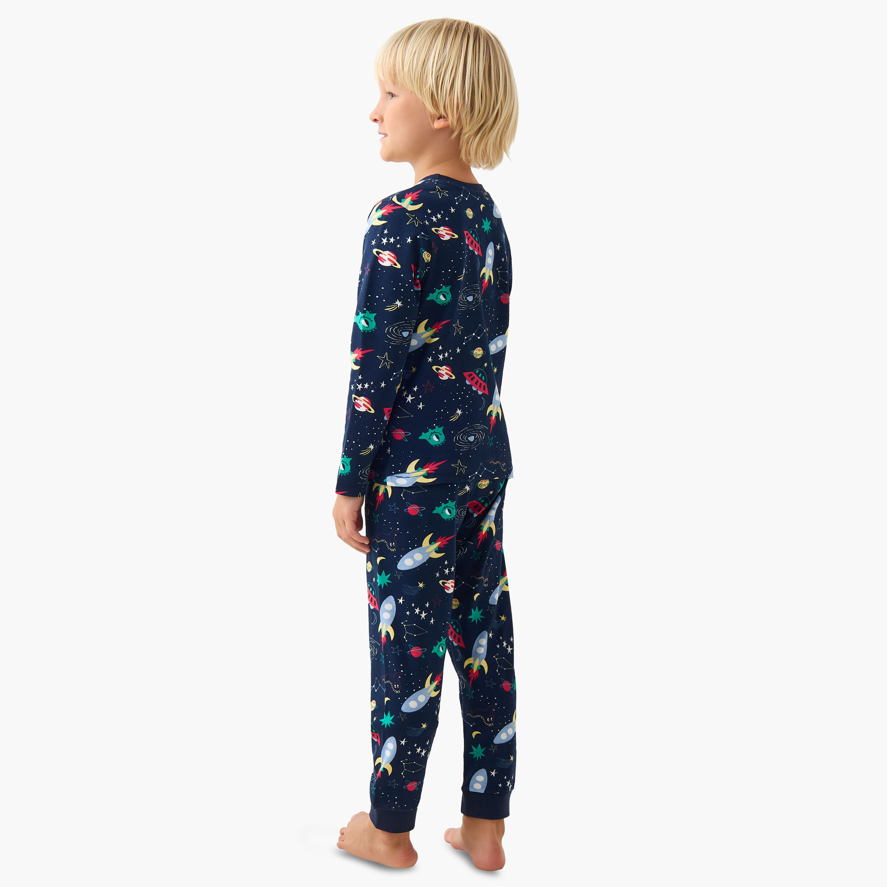 طقم بيجاما قطن بياقة ضيقة وأكمام طويلة وطبعات من جونيورز-boys-clothing-nightwear-image-4