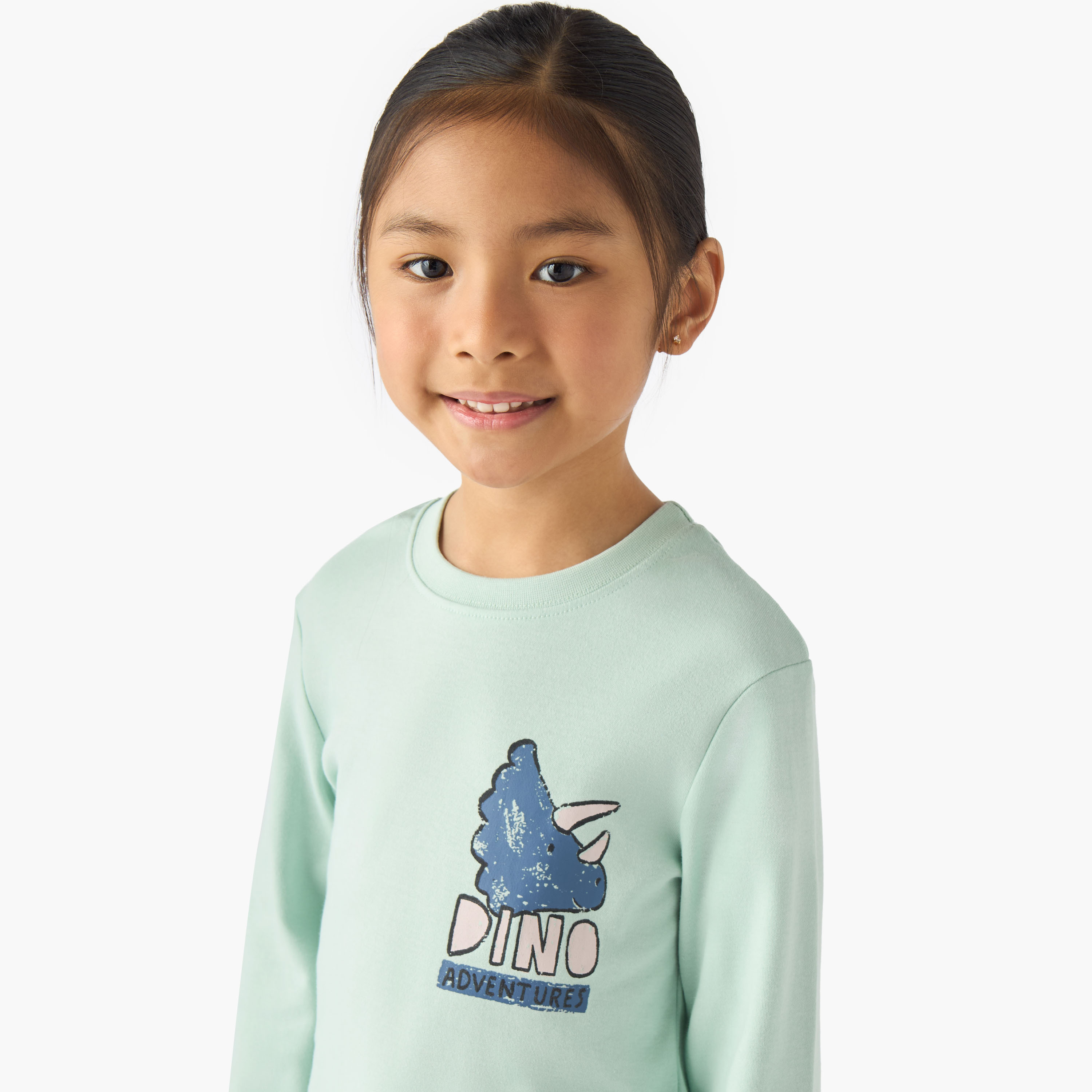 Juniors Cotton Crew Neck Long Sleeve Pyjama Set with Dinosaur Print-boys-clothing-nightwear-image-5