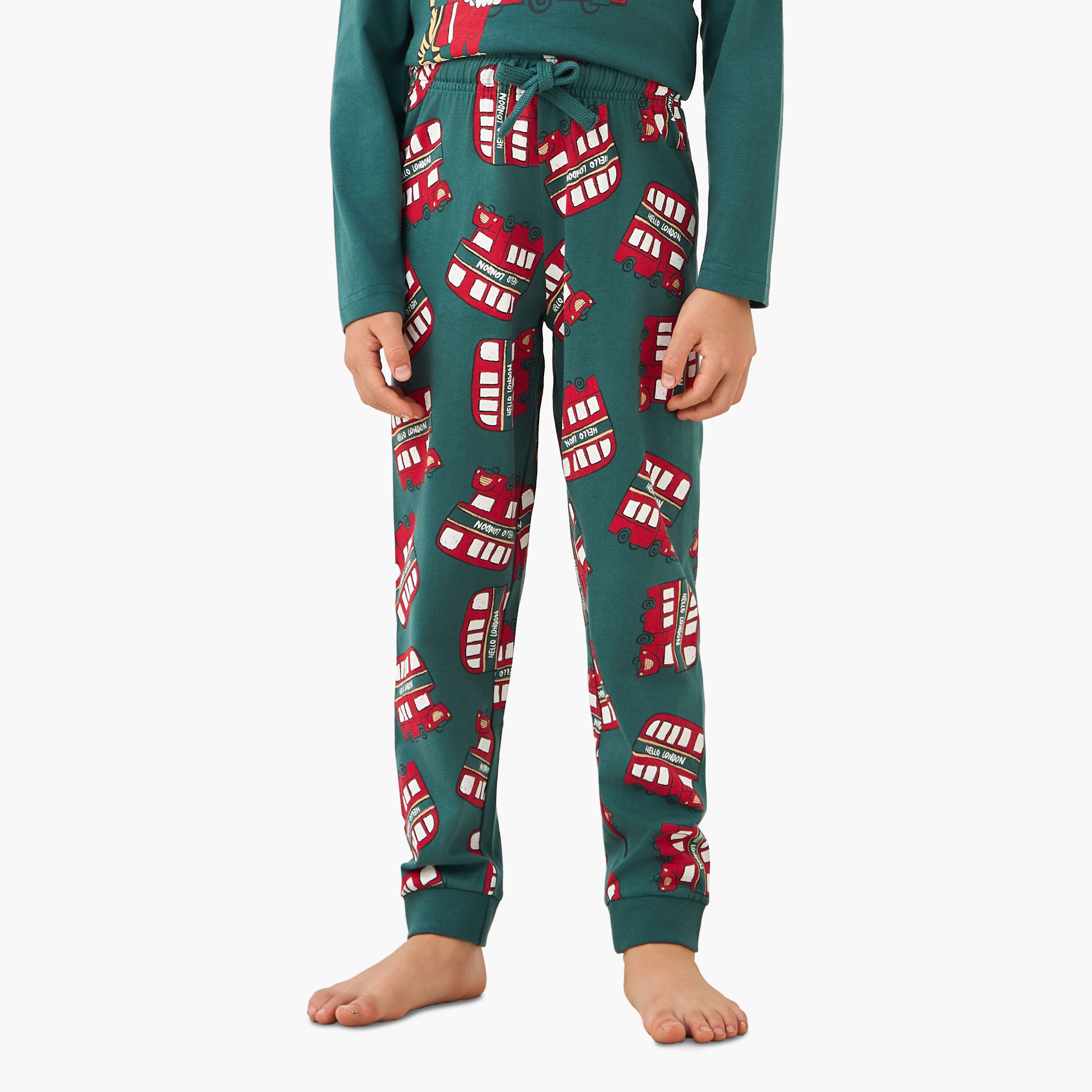 Juniors Cotton Crew Neck Long Sleeves Pyjama Set with London Bus Print-promo_babyshop_Buy2for69_UAE130126-image-3