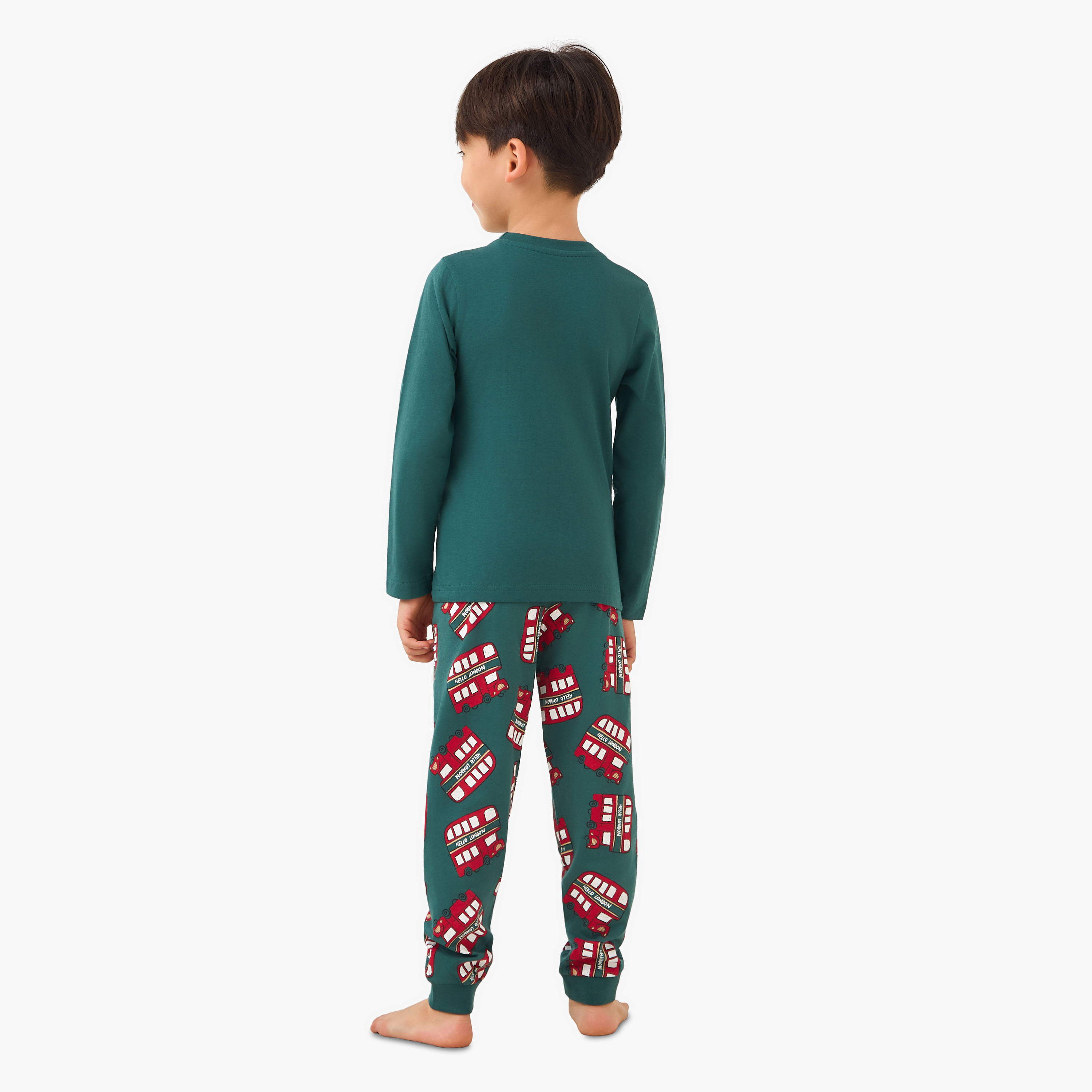 Juniors Cotton Crew Neck Long Sleeves Pyjama Set with London Bus Print-promo_babyshop_Buy2for69_UAE130126-image-4