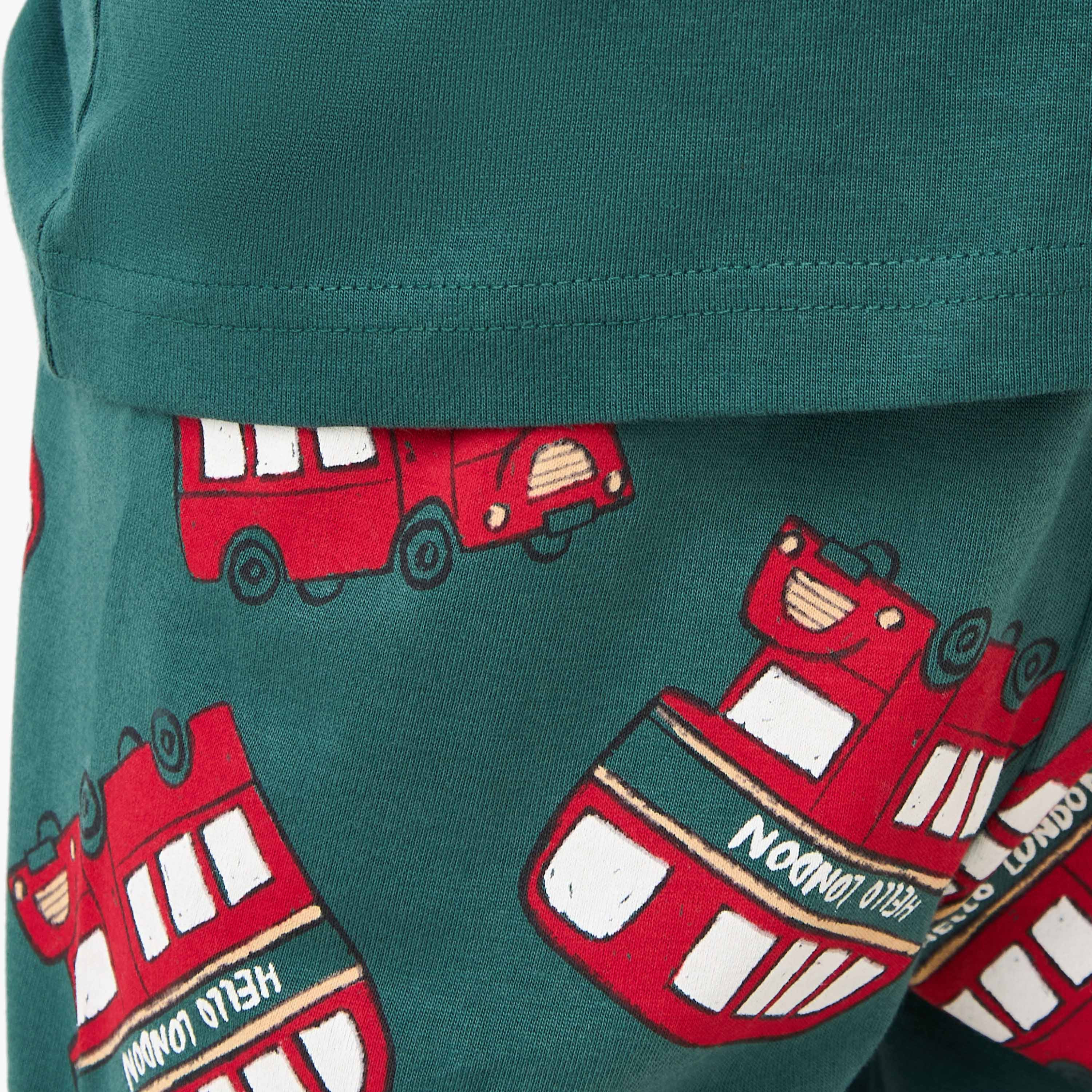 Juniors Cotton Crew Neck Long Sleeves Pyjama Set with London Bus Print-promo_babyshop_Buy2for69_UAE130126-image-7
