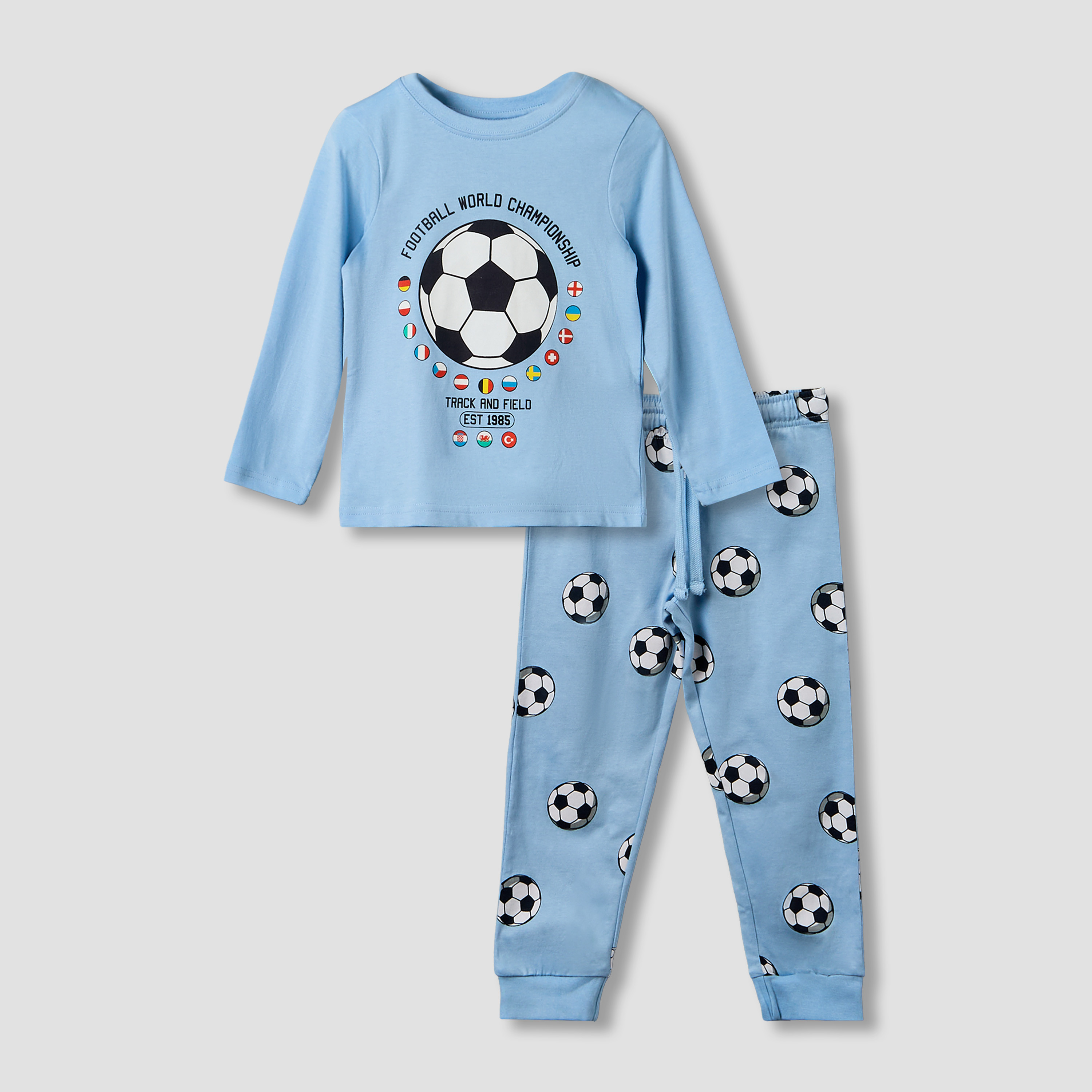 طقم بيجاما قطن بياقة ضيقة وأكمام طويلة وطبعات من جونيورز-boys-clothing-nightwear-image-9