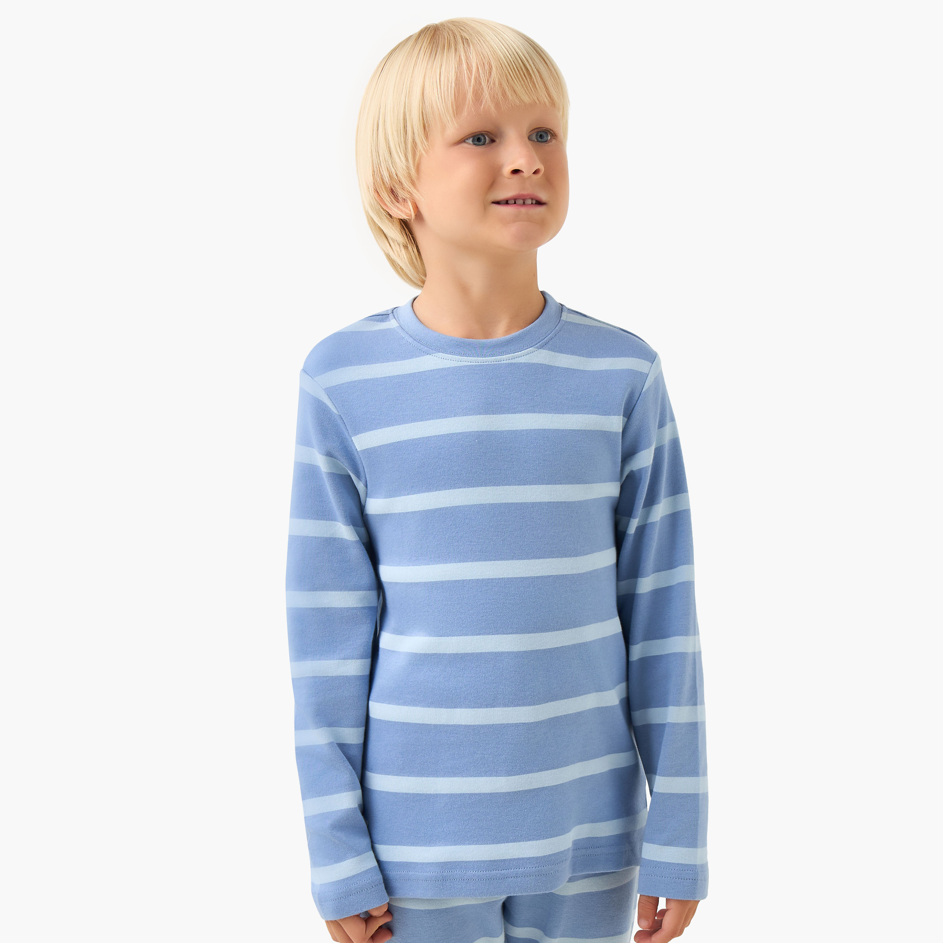 Juniors Cotton Crew Neck Long Sleeves Pyjama Set with London Bus Print-boys-clothing-nightwear-image-2