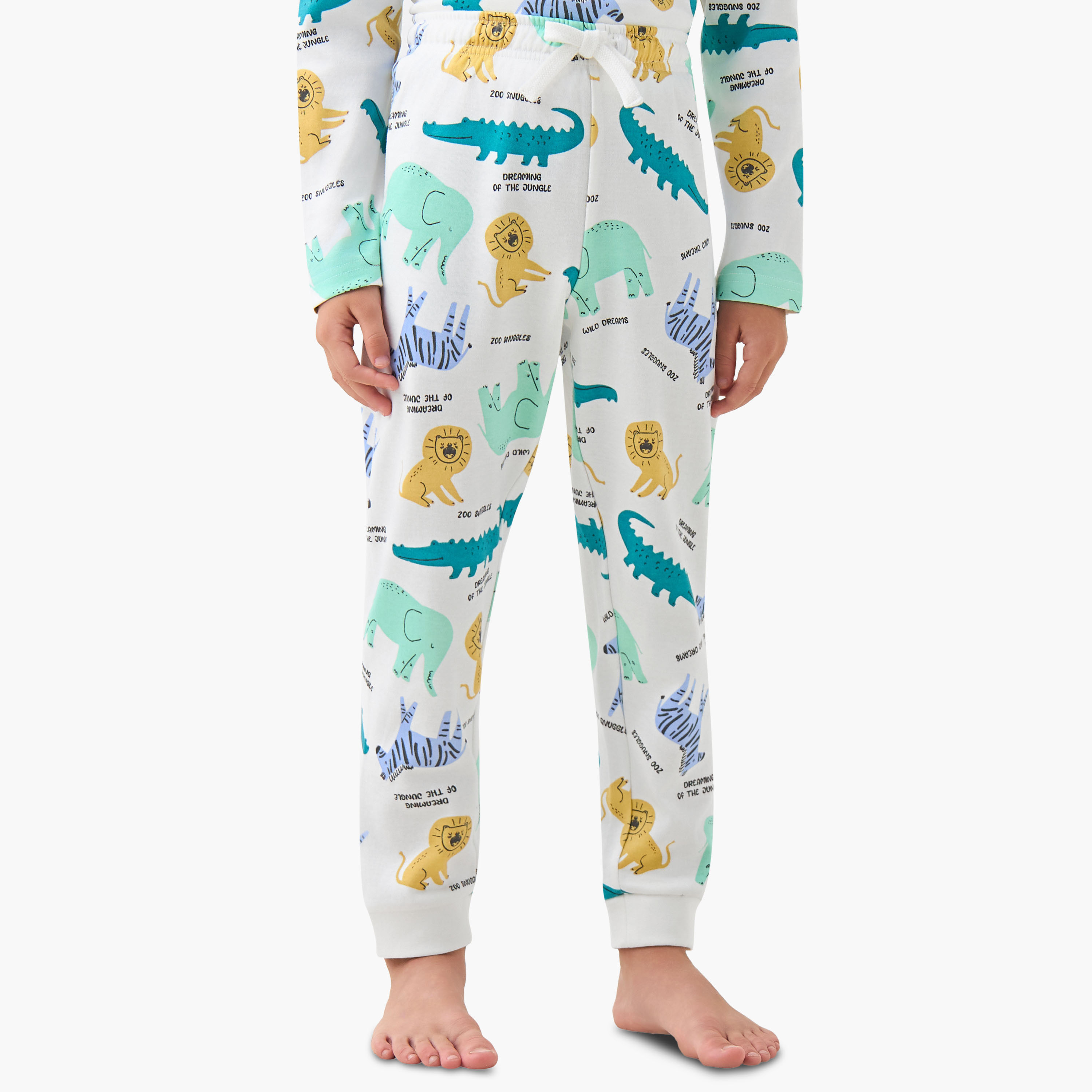 Juniors Cotton Crew Neck Long Sleeves Pyjama Set with London Bus Print-boys-clothing-nightwear-image-3