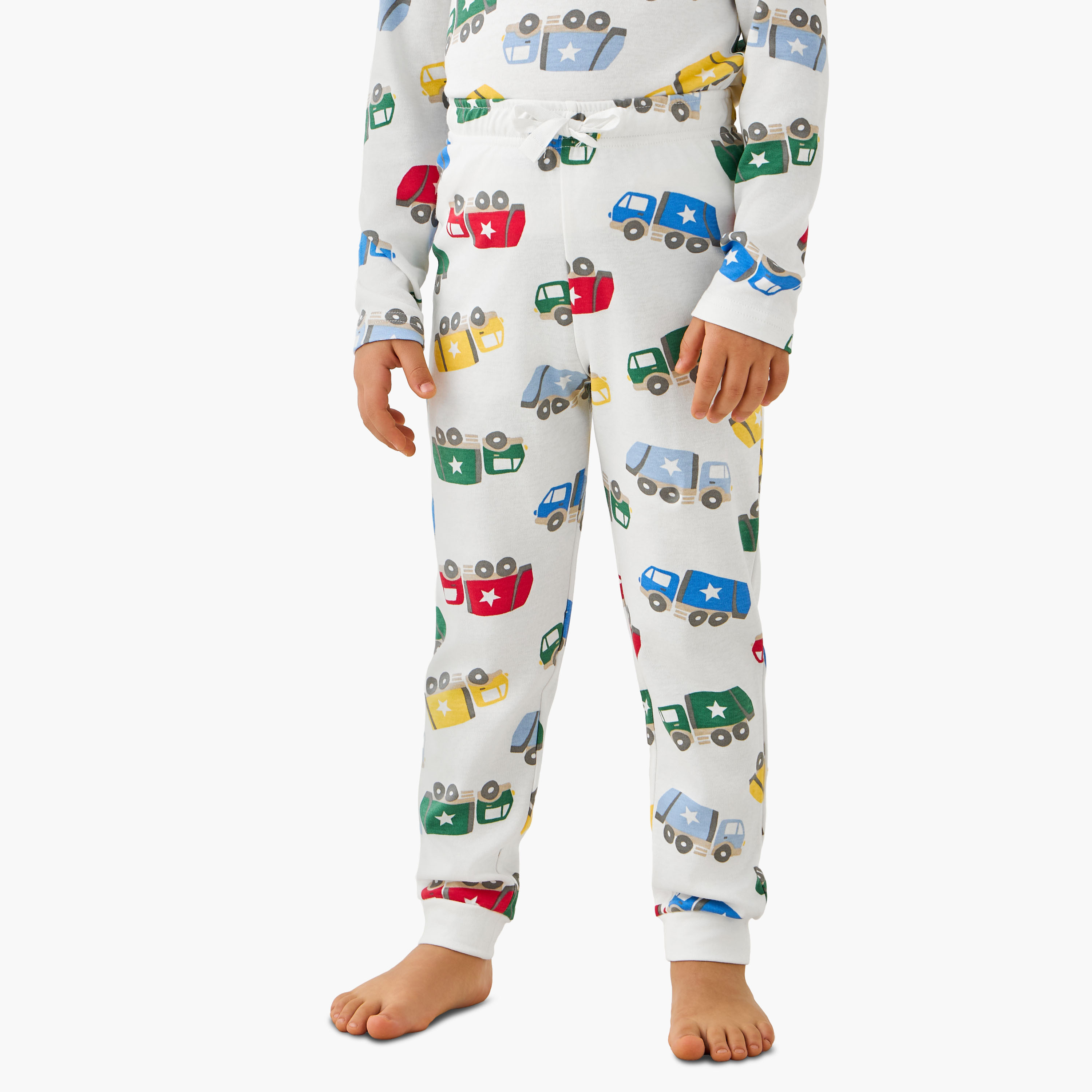 Juniors Cotton Crew Neck Long Sleeves Pyjama Set with Game Print-boys-clothing-nightwear-image-3