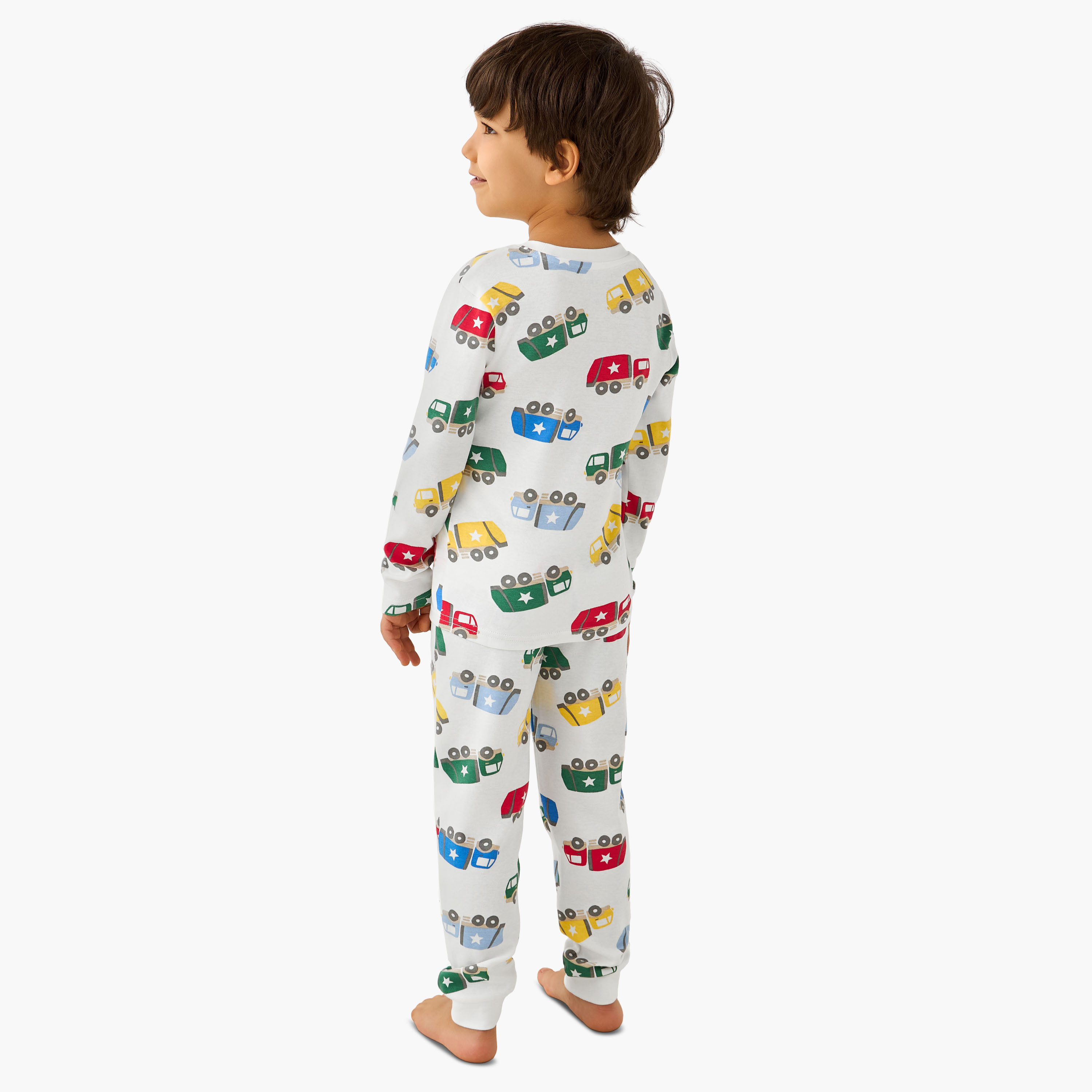 Juniors Cotton Crew Neck Long Sleeves Pyjama Set with Game Print-boys-clothing-nightwear-image-4