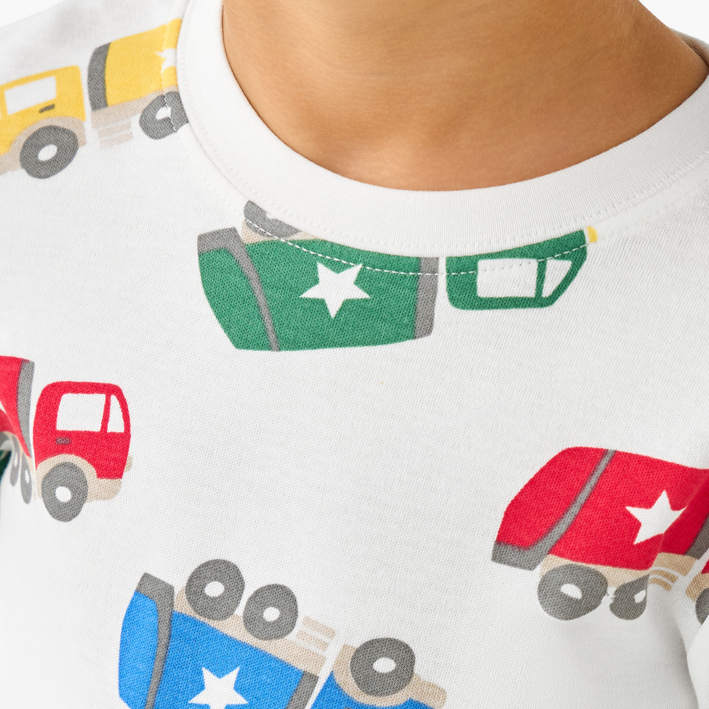 Juniors Cotton Crew Neck Long Sleeves Pyjama Set with Game Print-boys-clothing-nightwear-image-5
