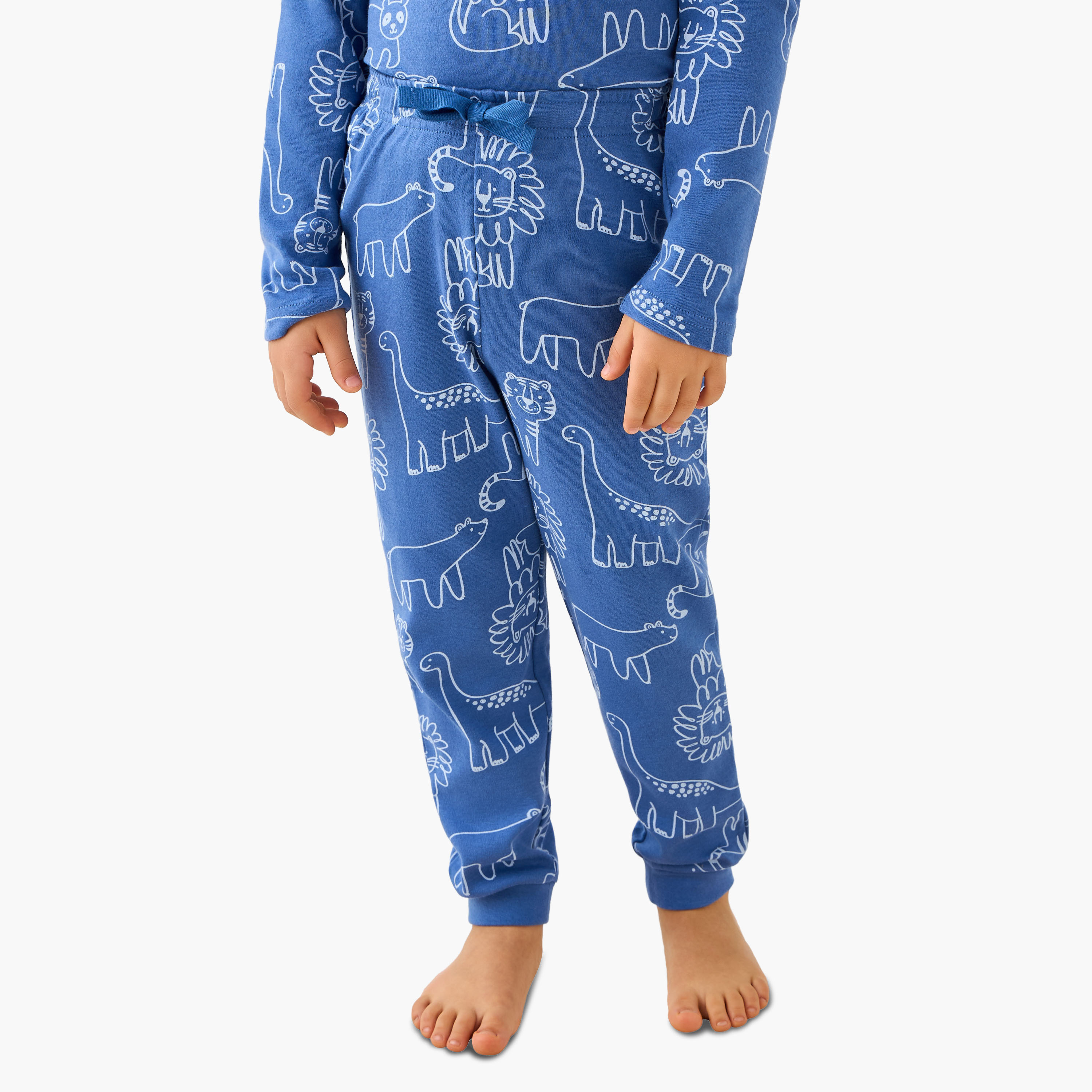 Juniors Cotton Crew Neck Long Sleeves Pyjama Set with Game Print-boys-clothing-nightwear-image-3