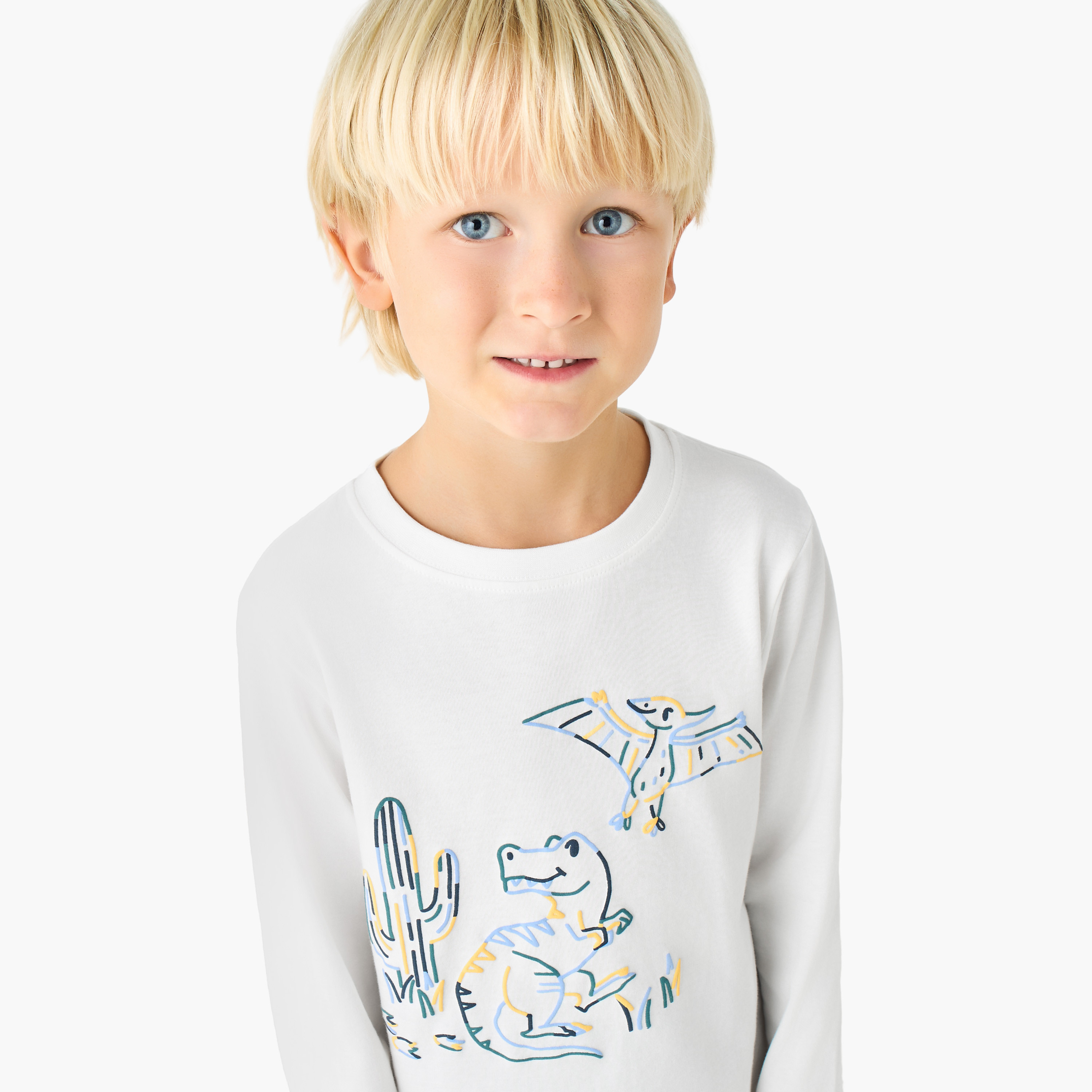 Juniors Cotton Crew Neck Long Sleeves Pyjama Set with Game Print-boys-clothing-nightwear-image-5