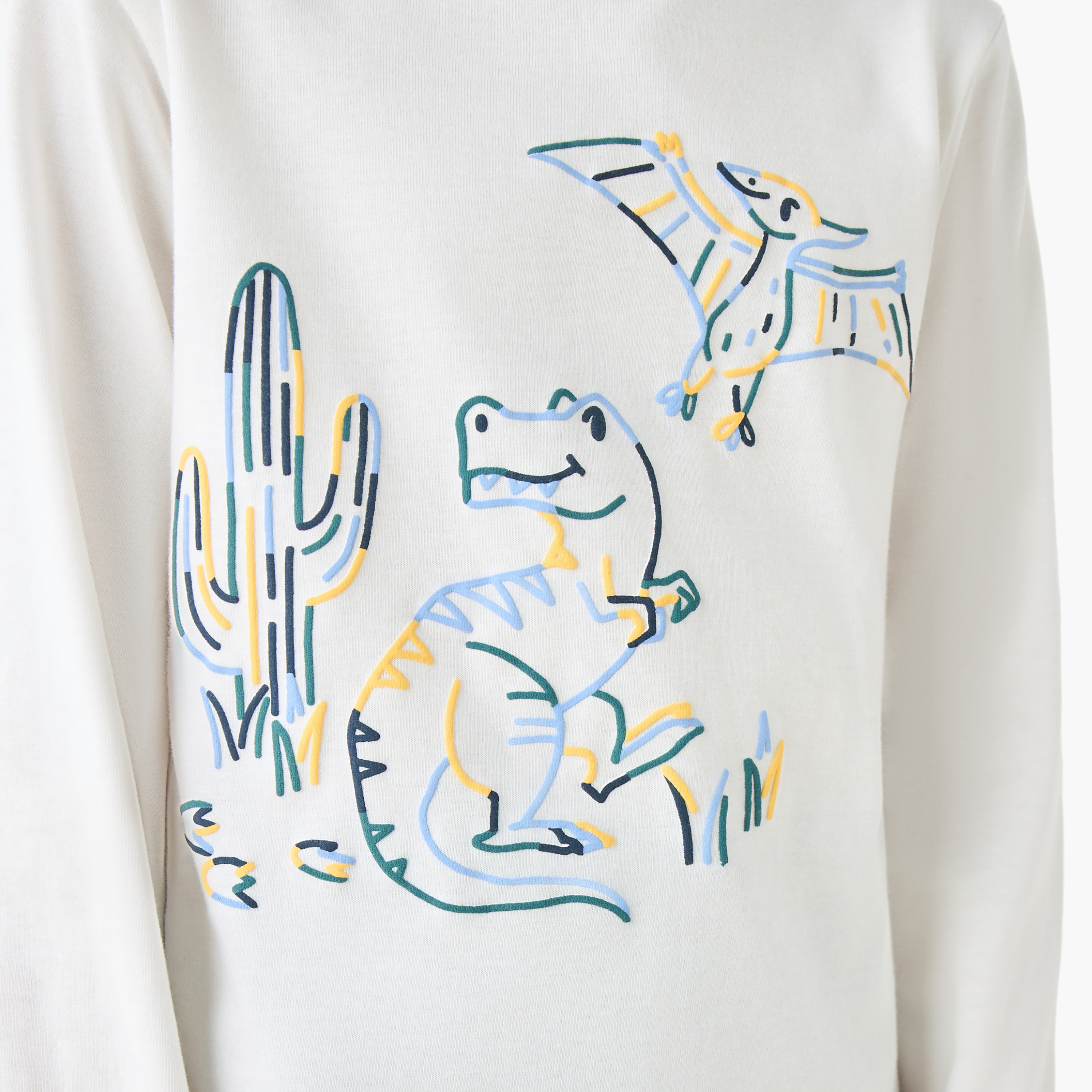 Juniors Cotton Crew Neck Long Sleeves Pyjama Set with Game Print-boys-clothing-nightwear-image-7