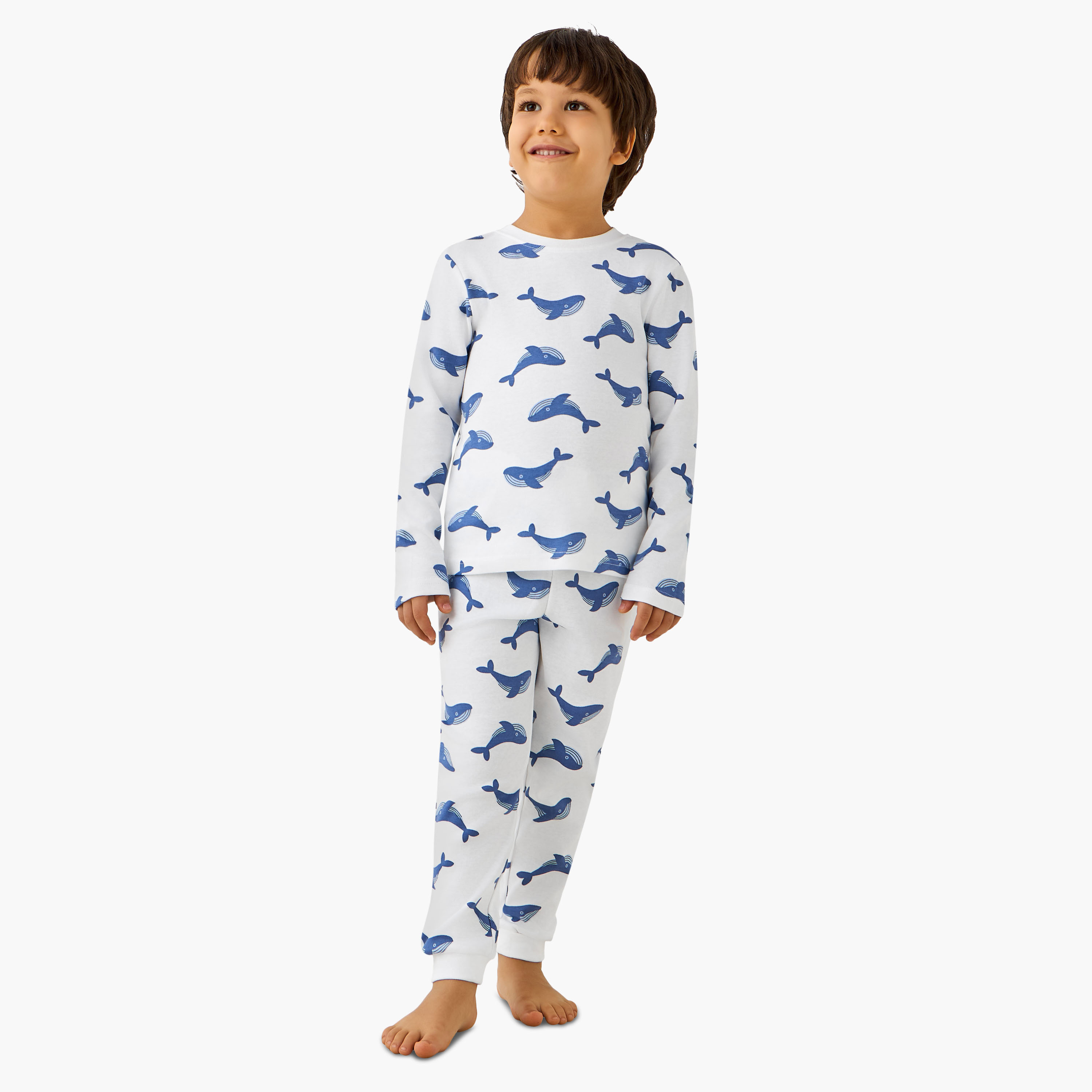 طقم بيجاما قطن بياقة ضيقة وأكمام طويلة وطبعات من جونيورز-boys-clothing-nightwear-image-1