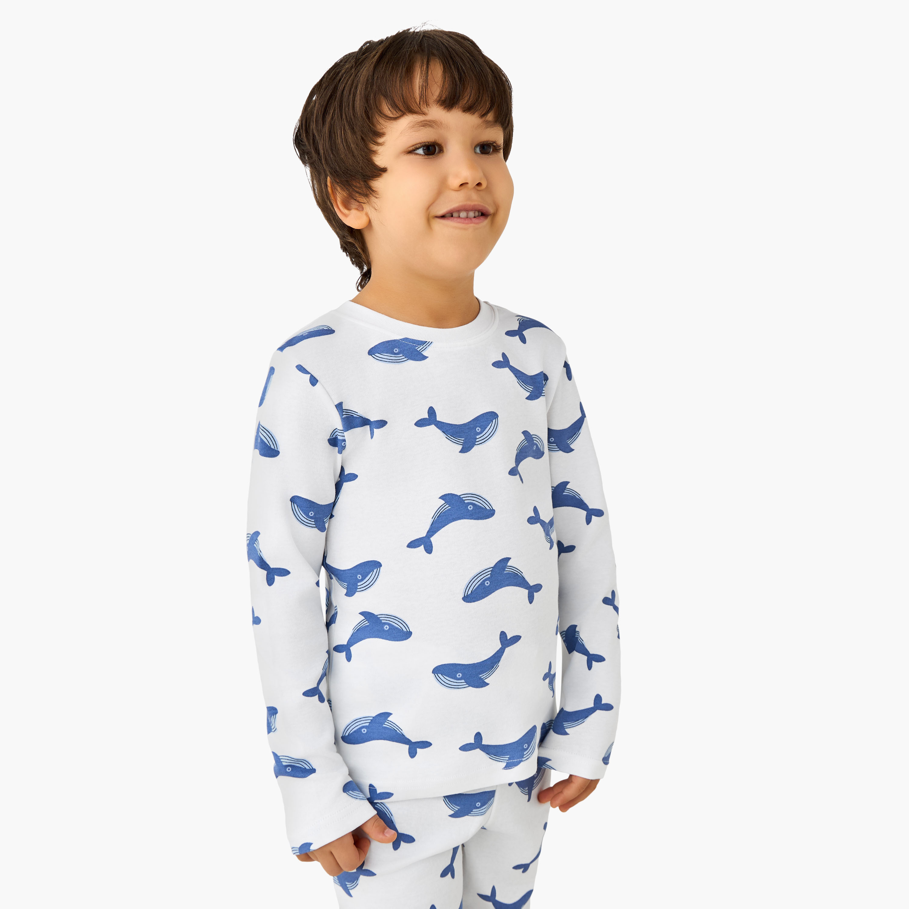 طقم بيجاما قطن بياقة ضيقة وأكمام طويلة وطبعات من جونيورز-boys-clothing-nightwear-image-2