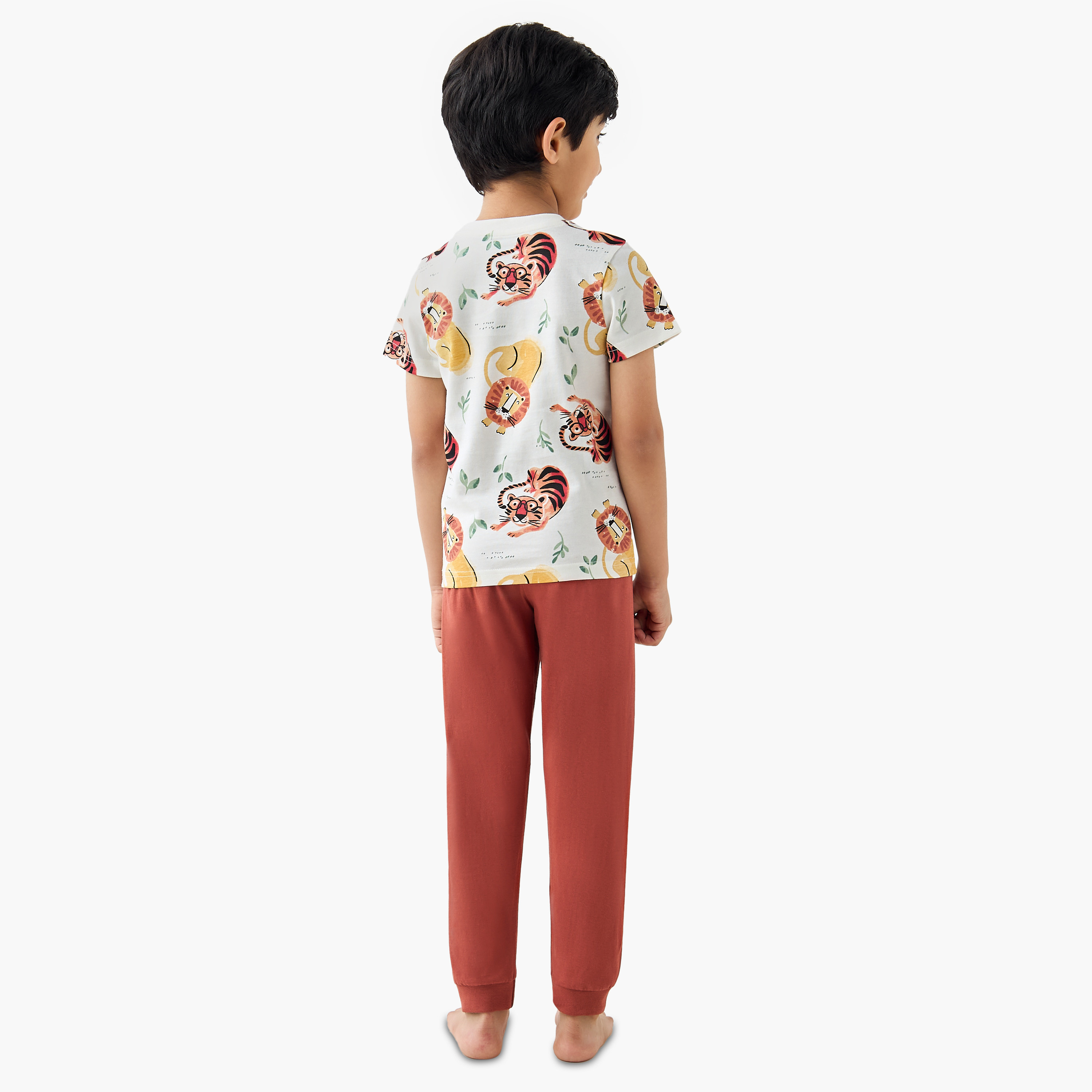 Juniors Animal Print T-shirt and Pyjama Set-boys-clothing-nightwear-image-4