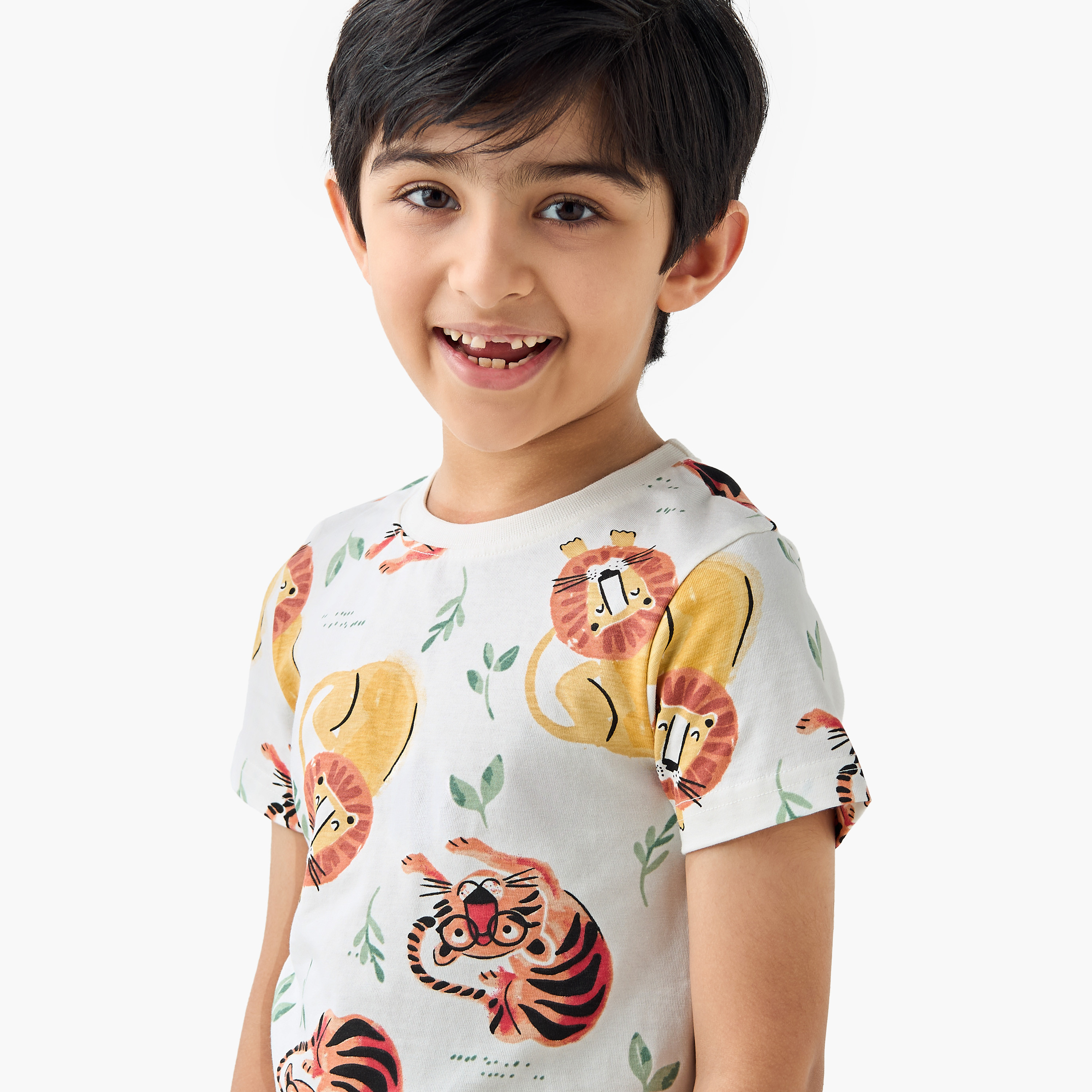 Juniors Animal Print T-shirt and Pyjama Set-boys-clothing-nightwear-image-5
