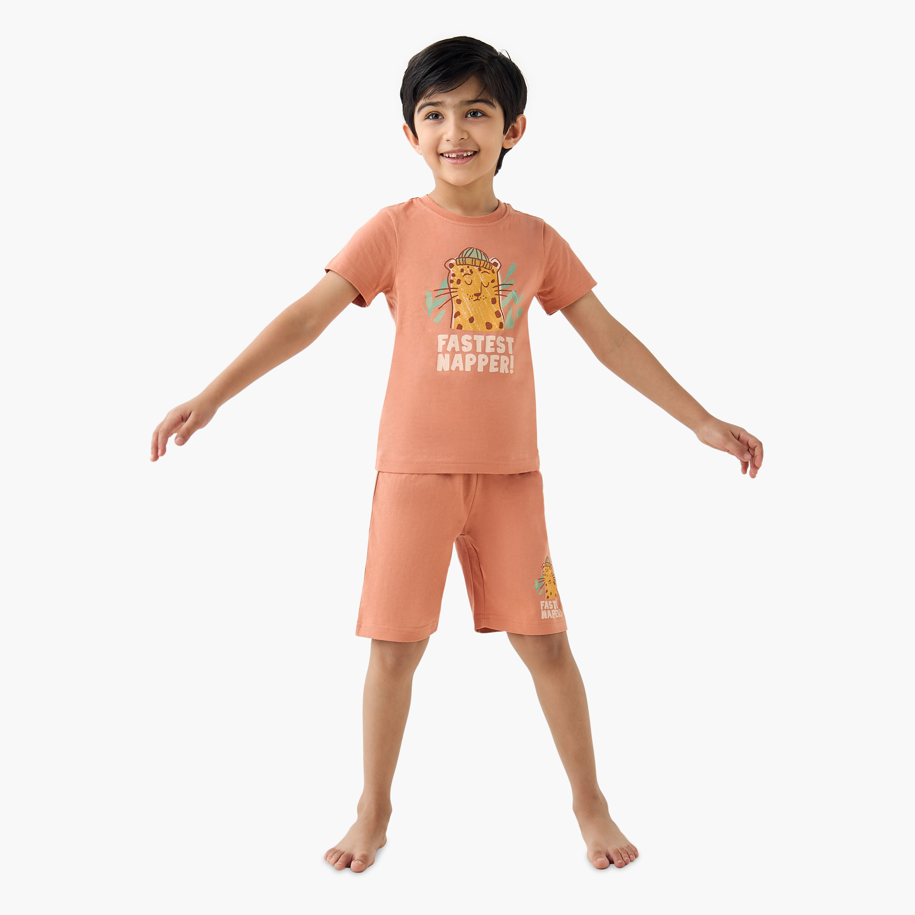 Juniors Printed T-shirt and Shorts Set-boys-clothing-nightwear-image-1
