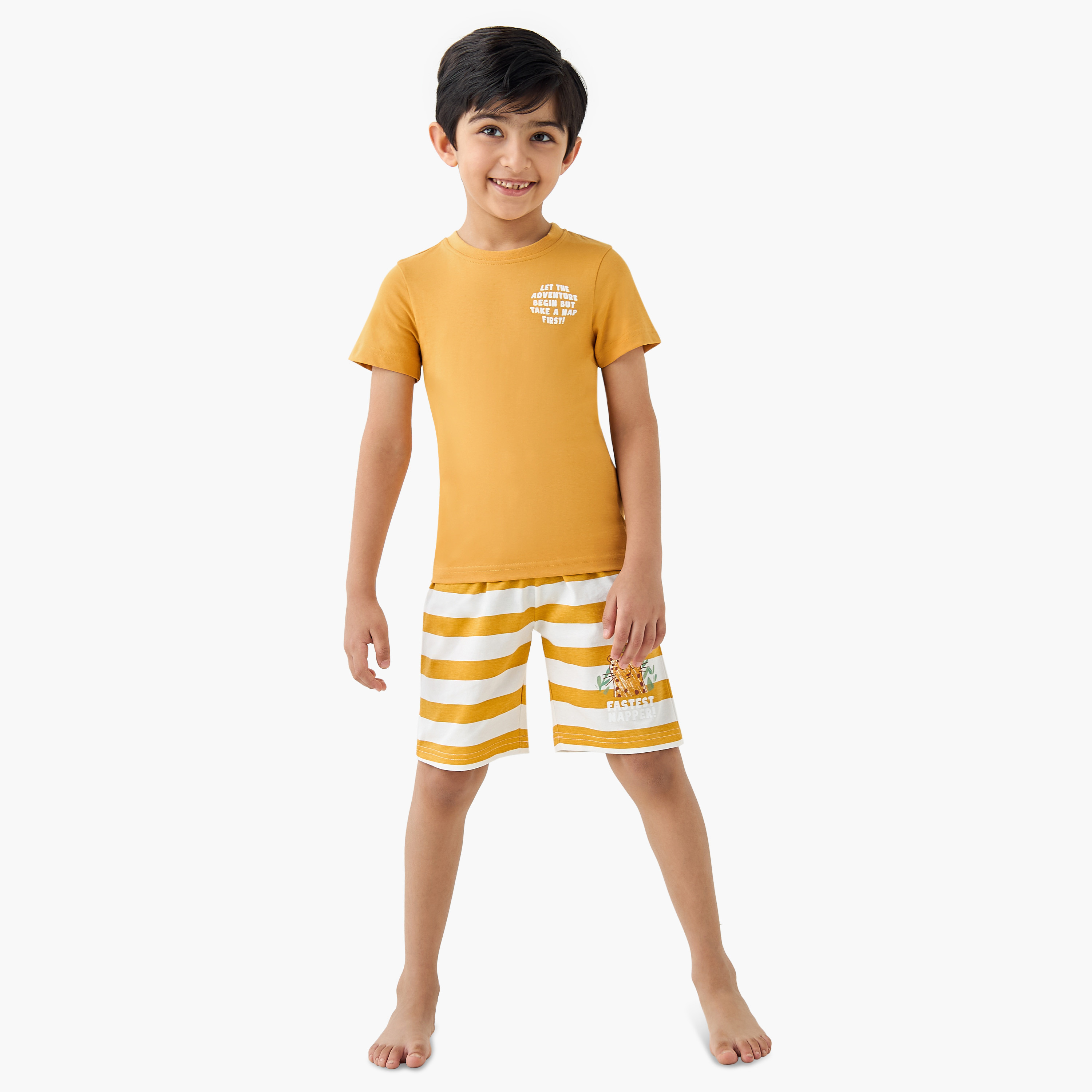 Juniors Printed T-shirt and Shorts Set-boys-clothing-nightwear-image-1