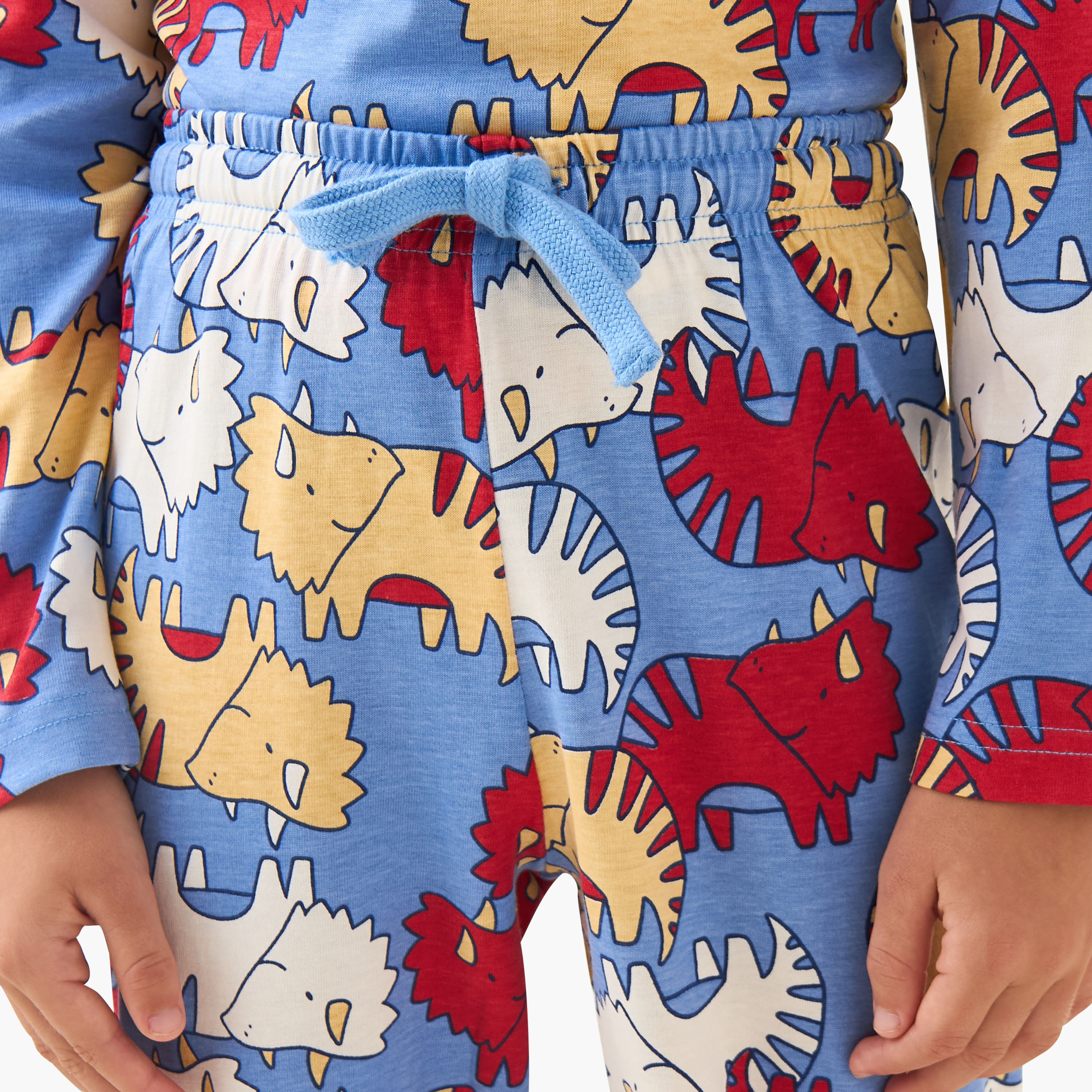 طقم بيجاما قطن بياقة ضيقة وأكمام طويلة بطبعات ديناصورات - عبوة من 3 قطع-boys-clothing-nightwear-image-2